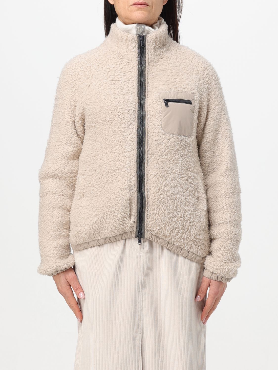 image of Brunello Cucinelli Jacket Woman Beige, Women's (Size Medium)