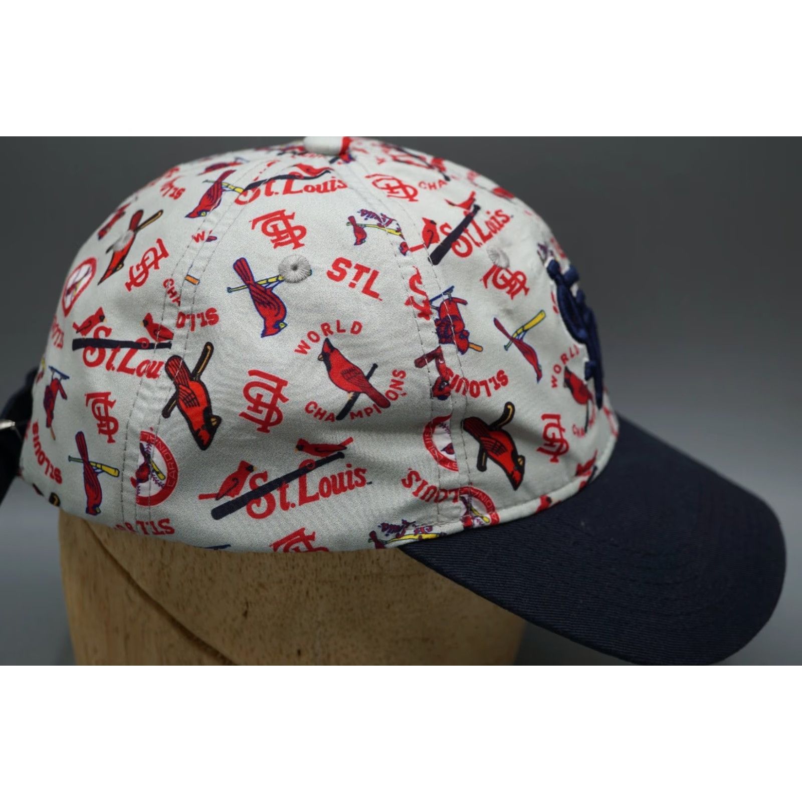 Vintage St. Louis Cardinals Hat Men's Adjustable Gray Navy World Series All Over Print Size ONE SIZE - 4 Thumbnail
