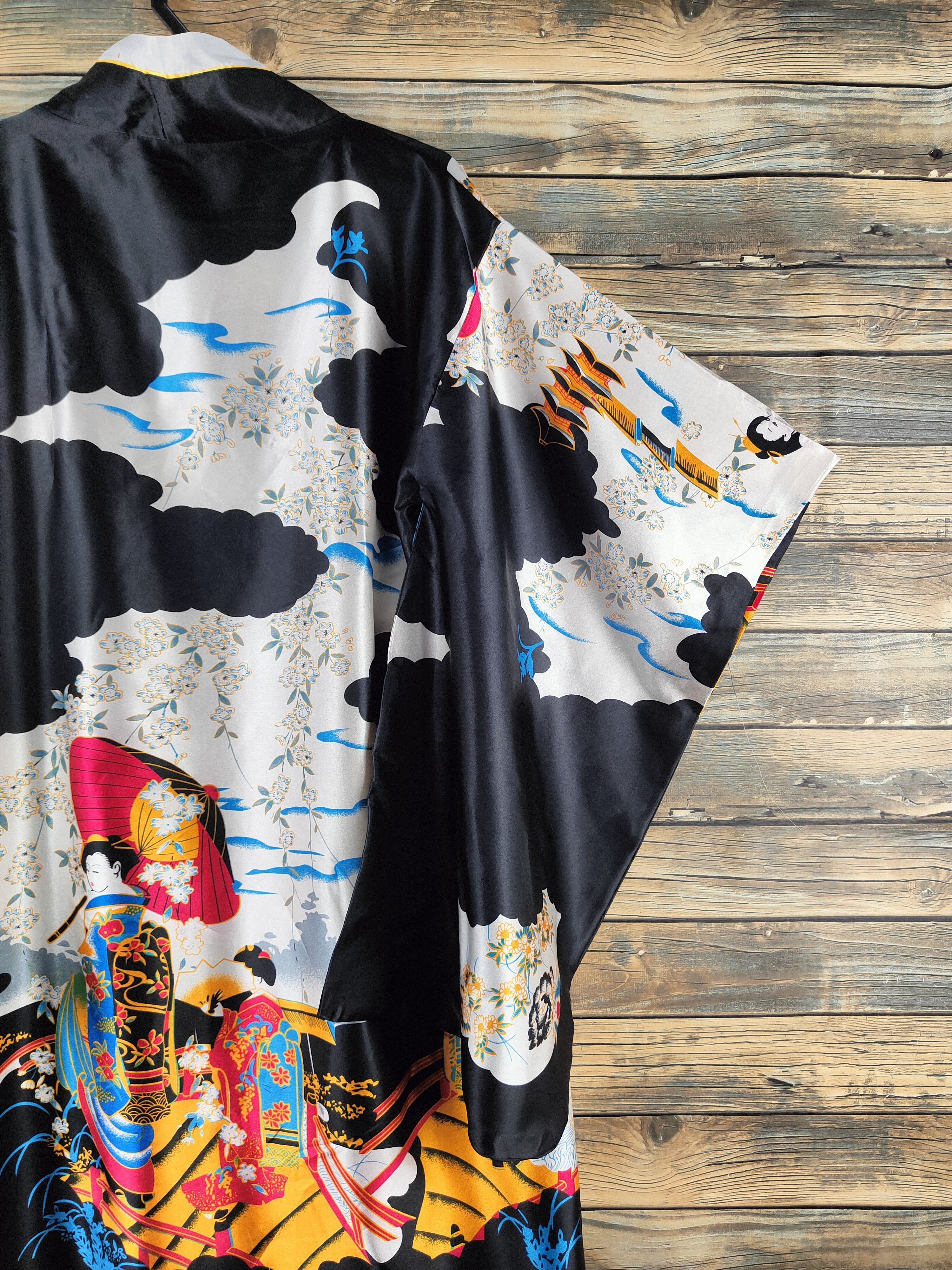 Japanese Brand DL Geisha lady Japan fullprint vintage Kimono #46-720 Size US L / EU 52-54 / 3 - 8 Thumbnail