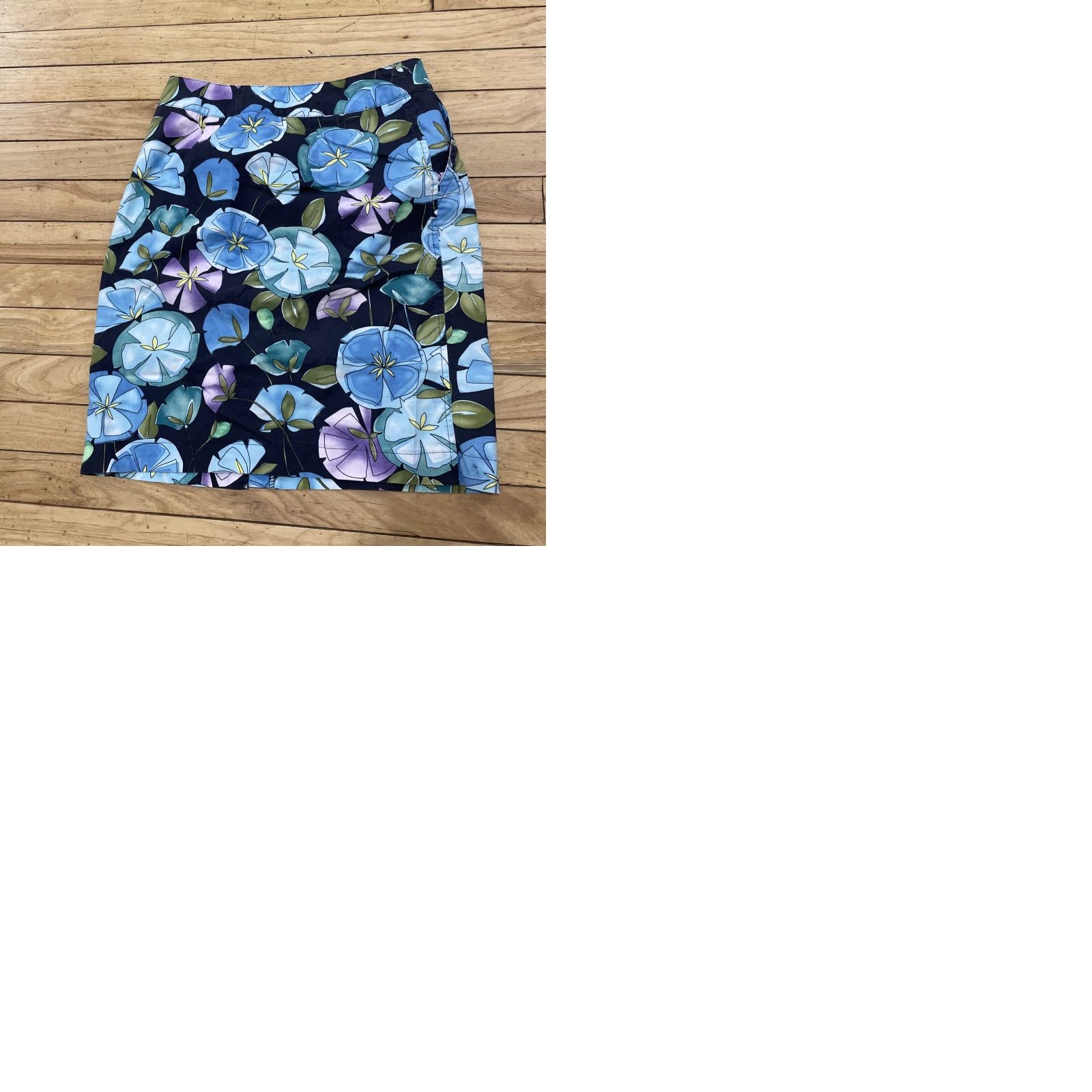 Talbots VINTAGE Talbots Skirt Hawaiian Floral Midi Cotton Canvas Belted Blue Green Black Women 2 Regular Summer Spring Womens Size 26" / US 2 / IT 38 - 10 Thumbnail