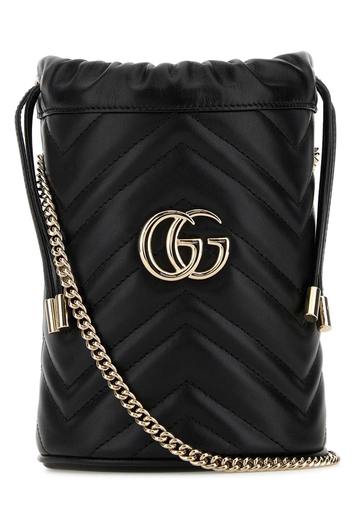 Gucci Black Leather Small Gg Marmont Bucket Bag Size ONE SIZE - 1 Thumbnail