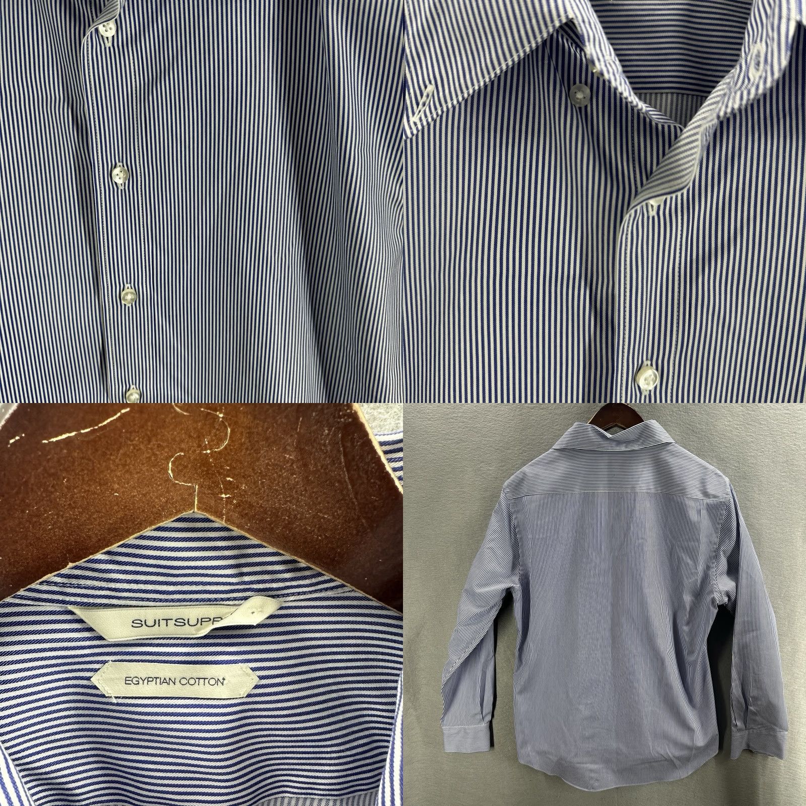 Suitsupply Suitsupply Shirt Men's Small Blue Striped Egyptian Cotton Extra Slim Fit Preppy Size US S / EU 44-46 / 1 - 8 Thumbnail