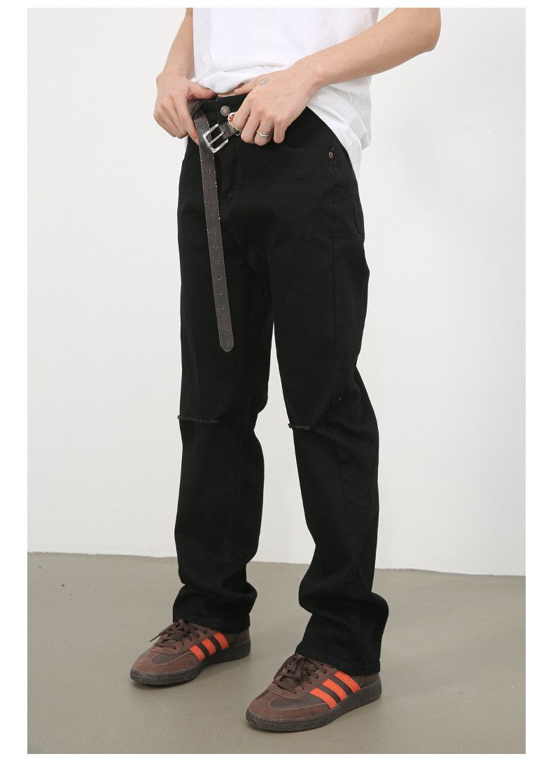 Japanese Brand × Jean Men's black high street stretch slim fit ripped jeans Size US 32 / EU 48 - 4 Thumbnail