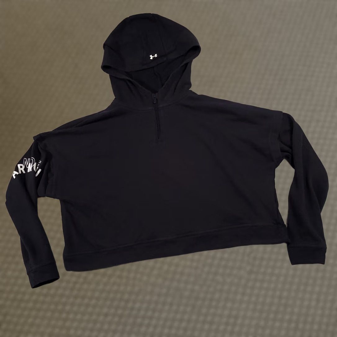 Under Armour VINTAGE: No Under armour Rival Cropped Gym Hoodie Women XL Black 1/4 Zip Hoodie Women XL Black Logo Size XL / US 12-14 / IT 48-50 - 1 Thumbnail