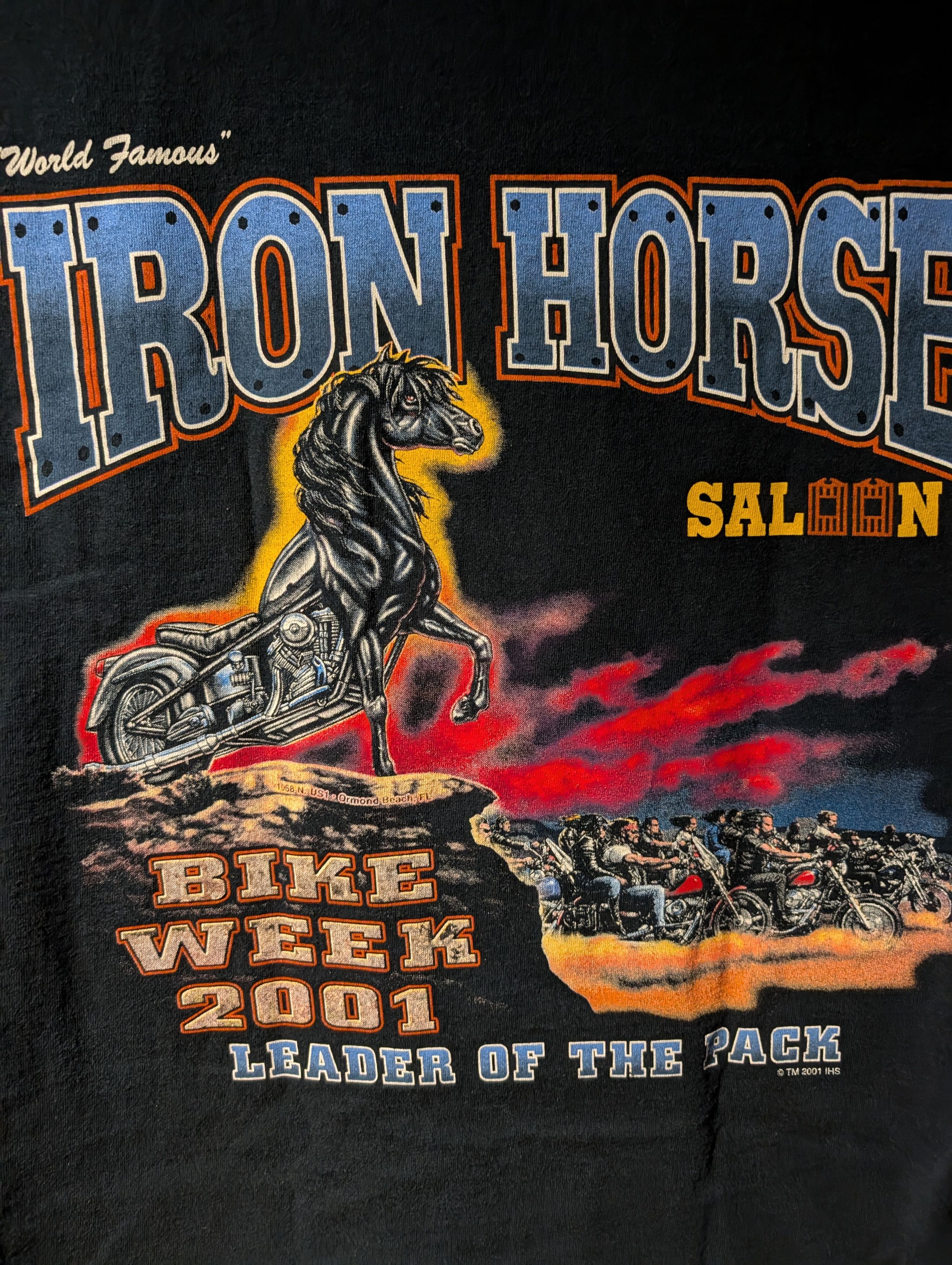 Harley Davidson Vintage 2001 Iron Horse Saloon Bike Week Leader Pack T-Shirt Size US XL / EU 56 / 4 - 2 Thumbnail