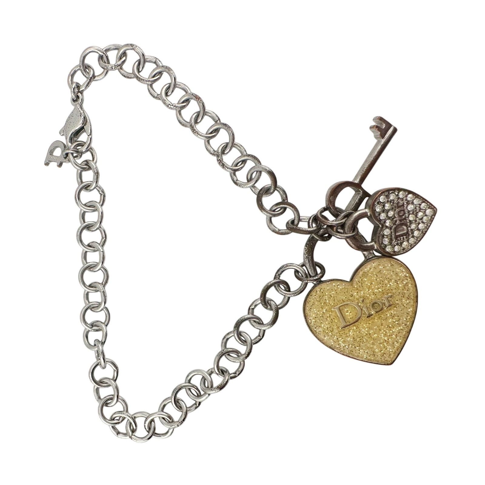 Dior Christian Dior Silver Hear and Key Charm Bracelet Size ONE SIZE - 6 Thumbnail