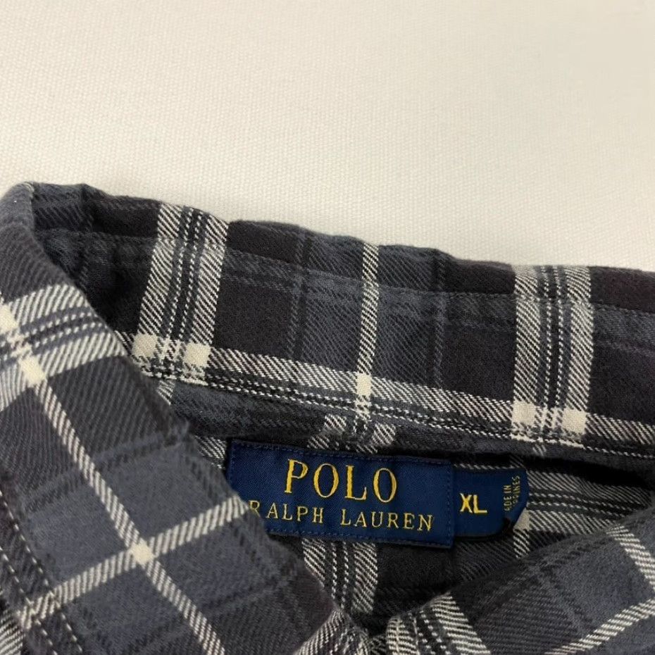 Polo Ralph Lauren VINTAGE Polo Ralph Lauren Shirt Mens XL Blue Gray Chin Strap Workwear Heritage Flannel Size US XL / EU 56 / 4 - 3 Thumbnail