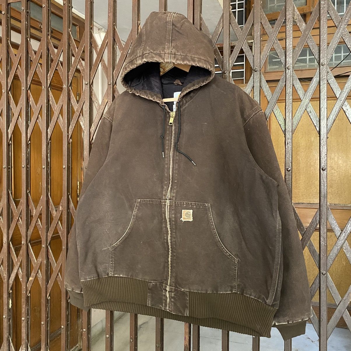 Carhartt Vintage Carhartt Brown Active Hooded Jacket Size US XL / EU 56 / 4 - 2 Thumbnail