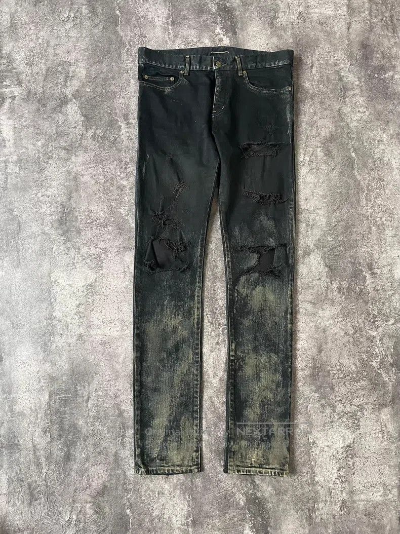 Saint Laurent Paris Saint Laurent Paris Oil-stained worn-out destroyed denim j Size US 32 / EU 48 - 1 Thumbnail