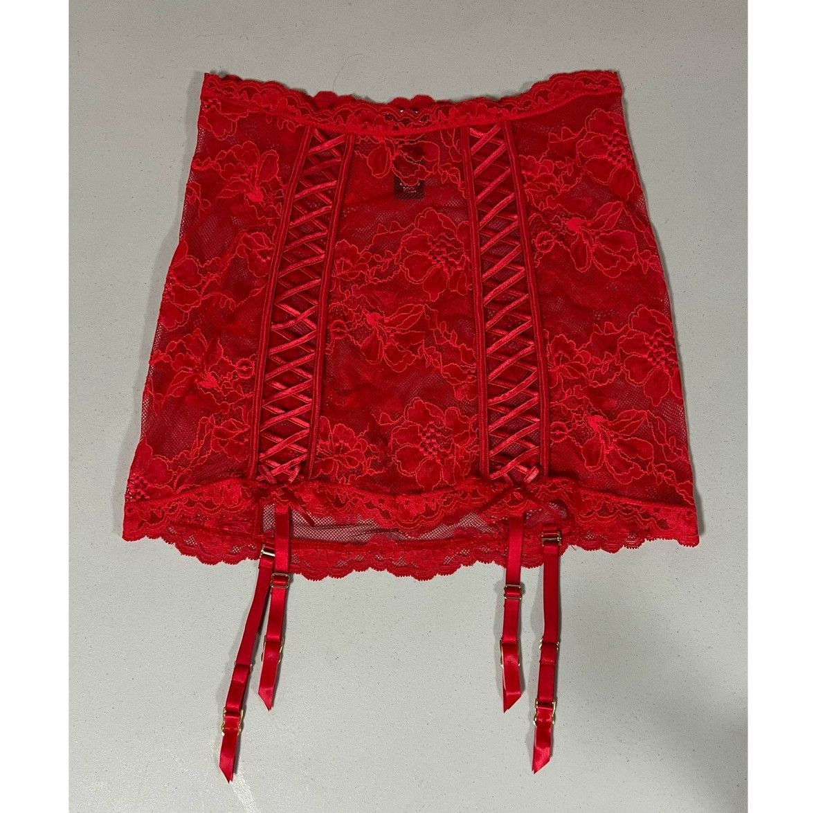 Victoria's Secret Victoria’s Secret Red Floral Lace Garter Belt Skirt Size S ♥️ Size 27" / US 4 / IT 40 - 2 Thumbnail