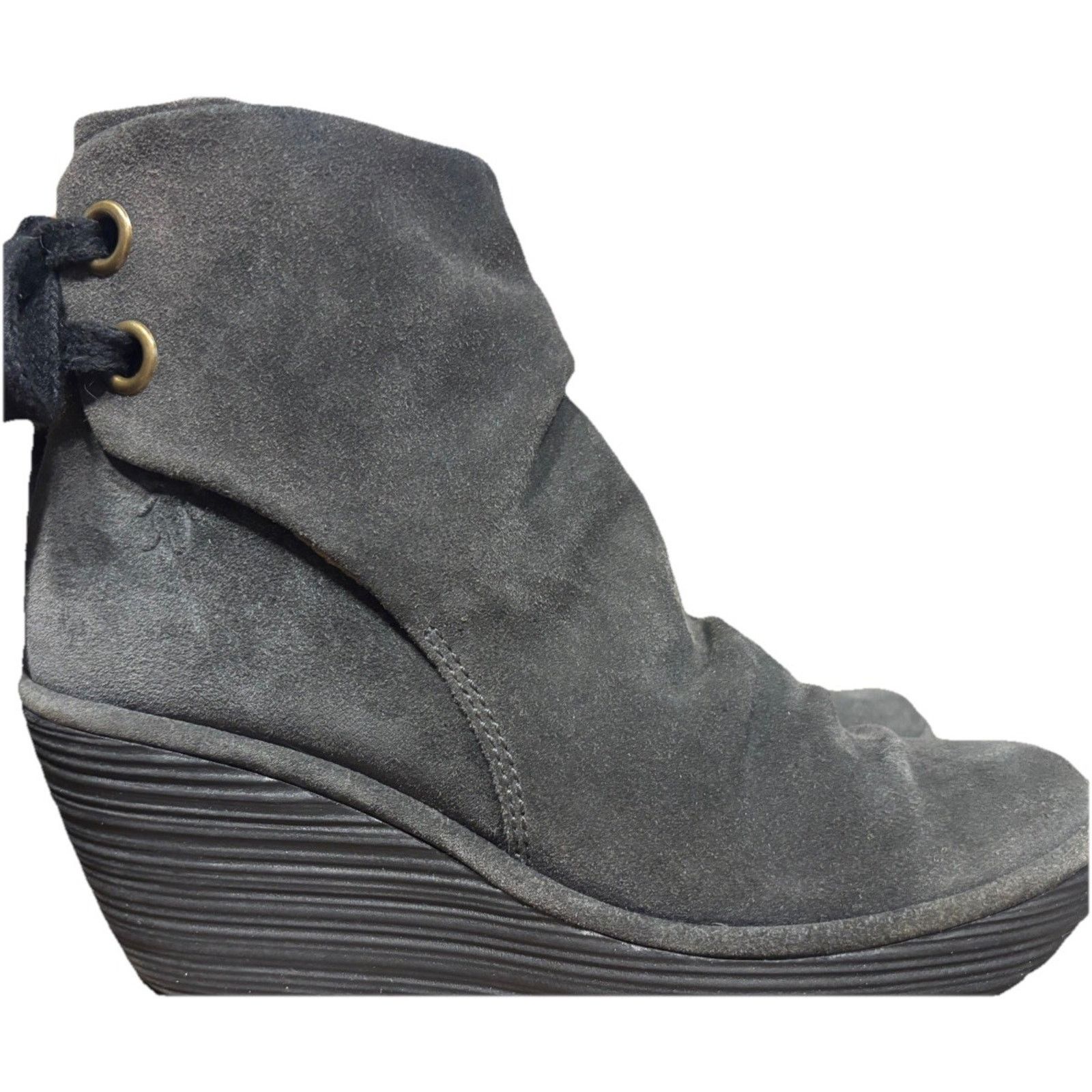 Fly London Fly London Yama Wedge Boots Women's SZ 38 Gray Suede Slouchy Size US 8 / IT 38 - 8 Thumbnail