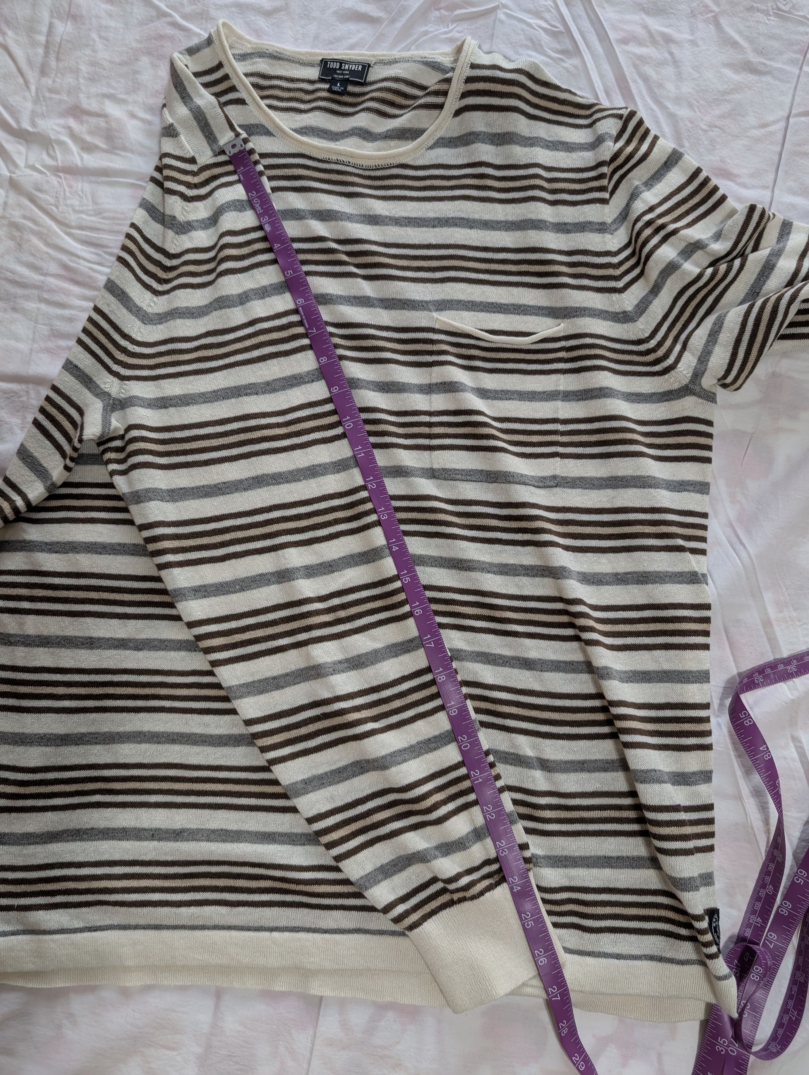 Todd Snyder Todd Snyder Striped Linen Shore Sweater in Chalk Size US L / EU 52-54 / 3 - 5 Thumbnail