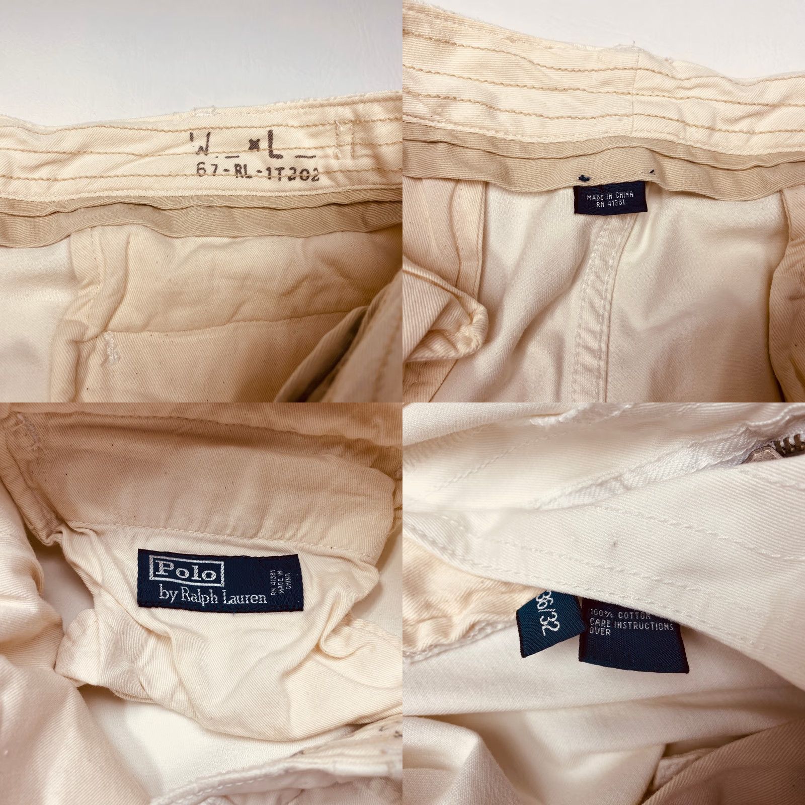 Polo Ralph Lauren VINTAGE Polo Ralph Lauren Pants Mens 36x32 White Adjustable Waist Distressed Cotton Size US M / EU 48-50 / 2 - 8 Thumbnail