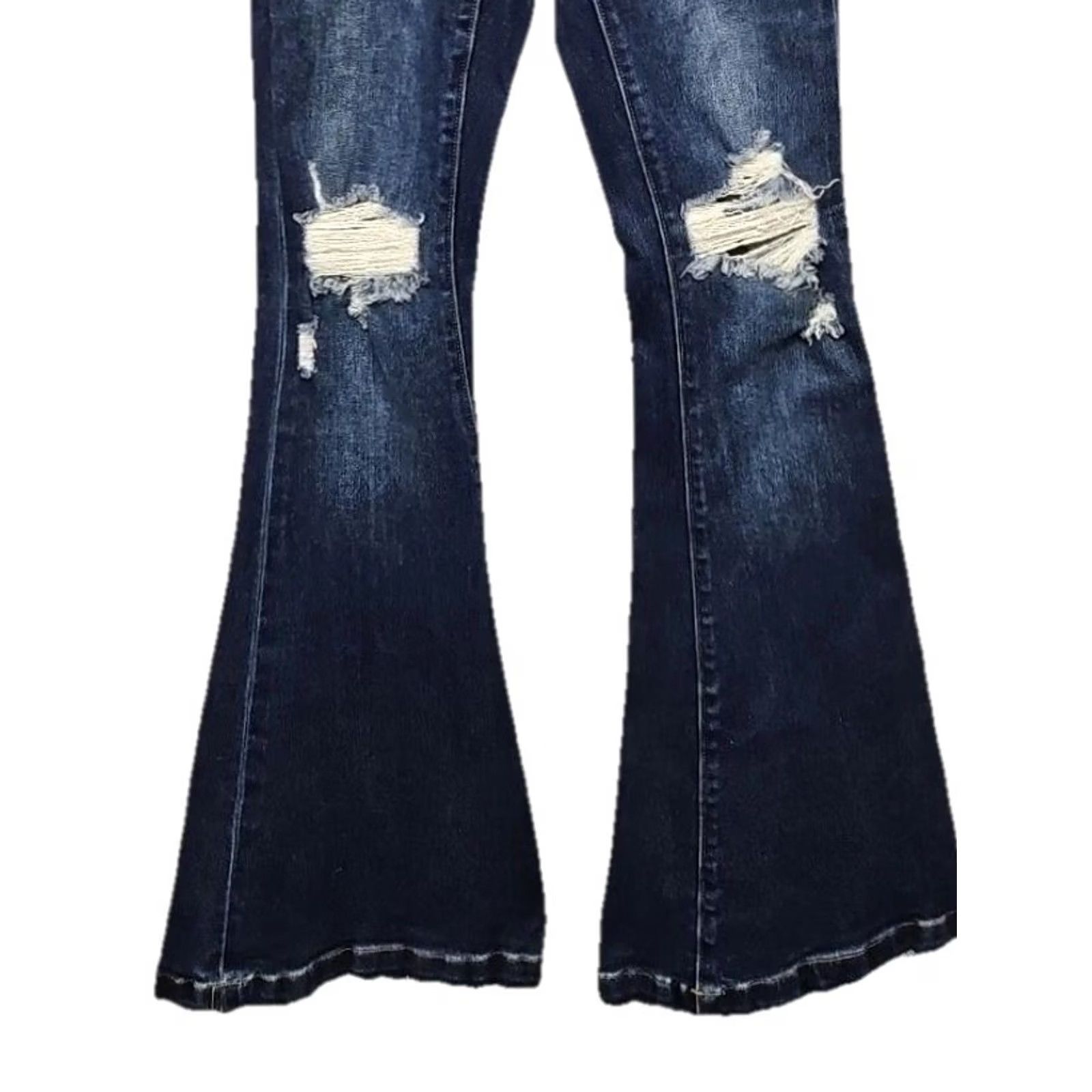 Vintage Zenana Boot Cut Jeans Womens Size 24 Denim Stretch Distressed Mid Rise Blue 30 in Inseam Jeans Women`` Size 42" / US 20 - 3 Thumbnail
