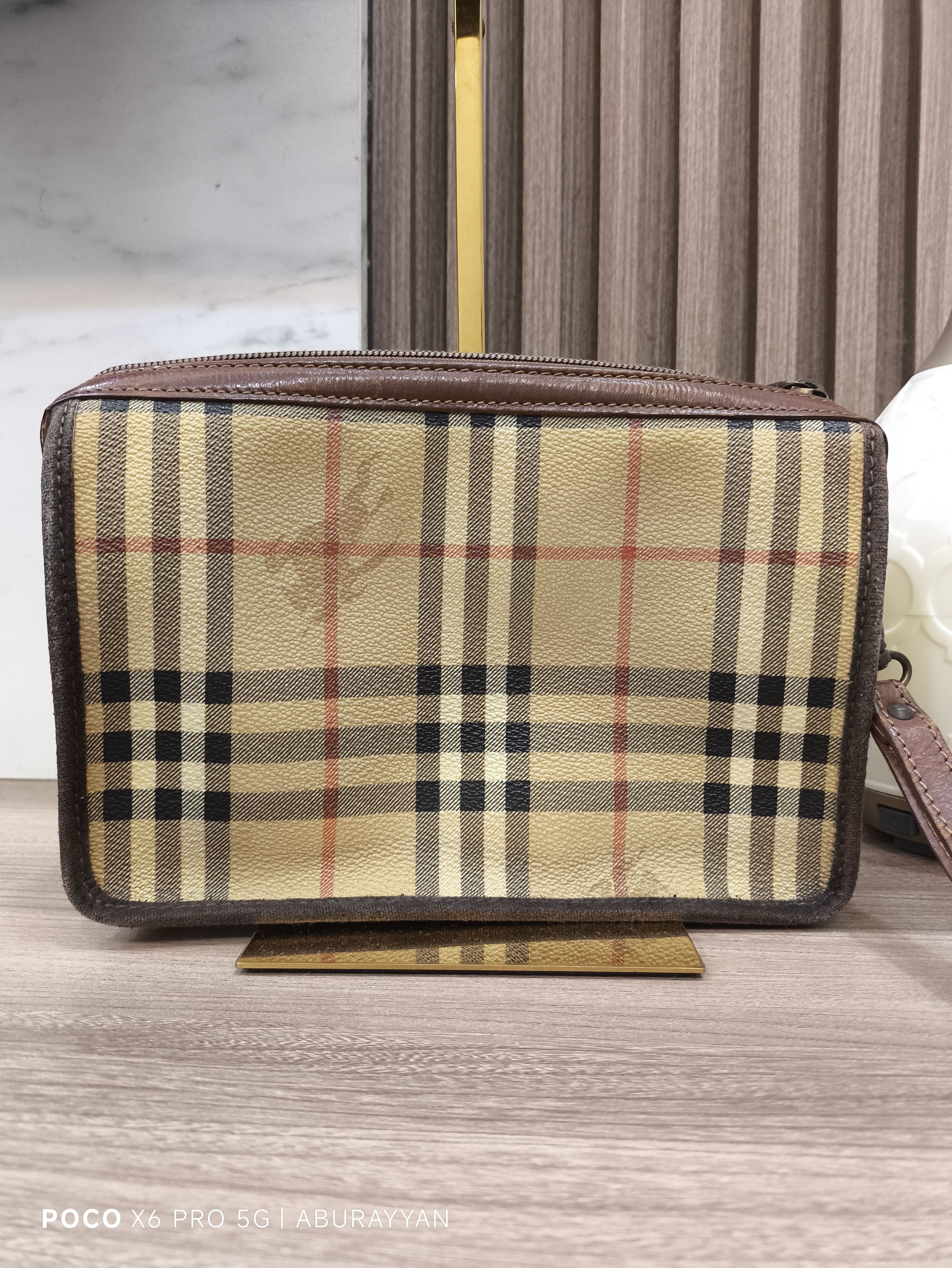 Burberry Burberrys Nova Clutch Brown Canvas Bag Size ONE SIZE - 4 Thumbnail
