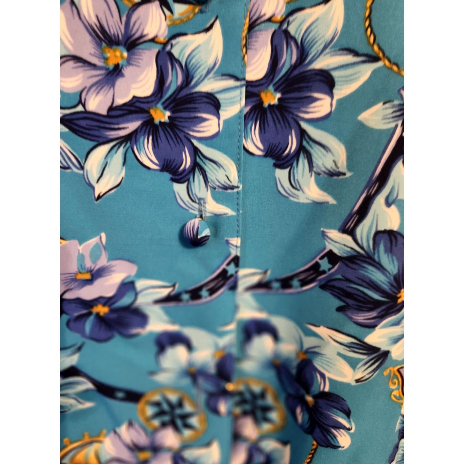 Vintage VINTAGE Koret Blue Floral Short Sleeve Button Up Shirt Top 16W Mens? Or Womens? Size XXL / US 16-18 / IT 52-54 - 2 Thumbnail