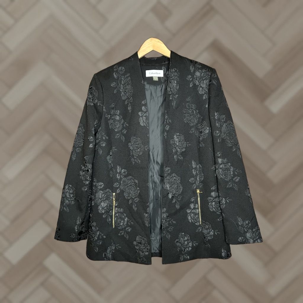 Calvin Klein Calvin Klein Blazer Womens Black Floral Pattern 12 Size Shirt? Size XL / US 12-14 / IT 48-50 - 1 Thumbnail