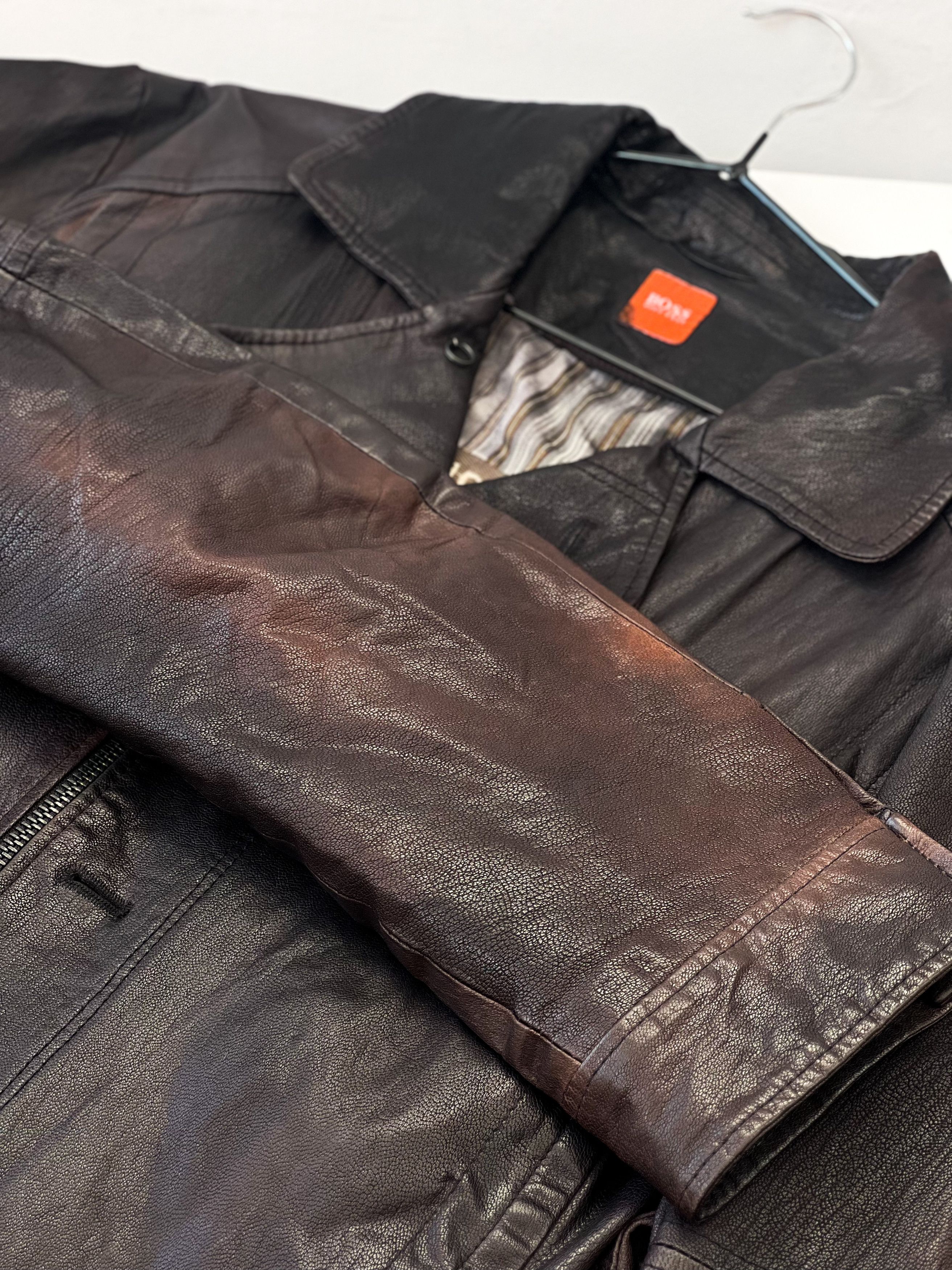 Hugo Boss × Vintage Hugo Boss Orange vintage leather jacket Size US L / EU 52-54 / 3 - 3 Thumbnail