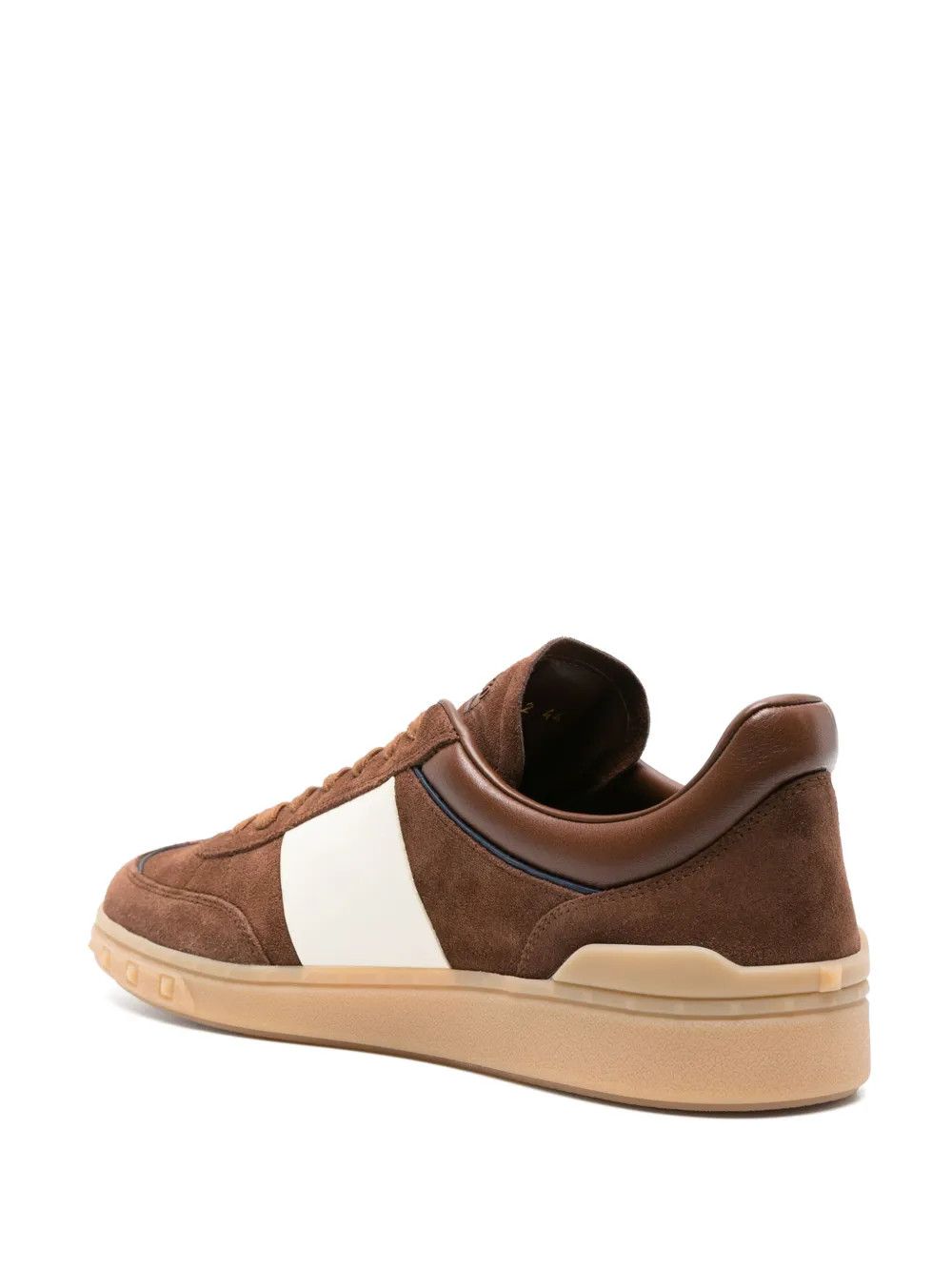 Valentino o1y0525 Logo Leather Low-Top Sneakers in Brown/White Size US 9 / EU 42 - 3 Thumbnail