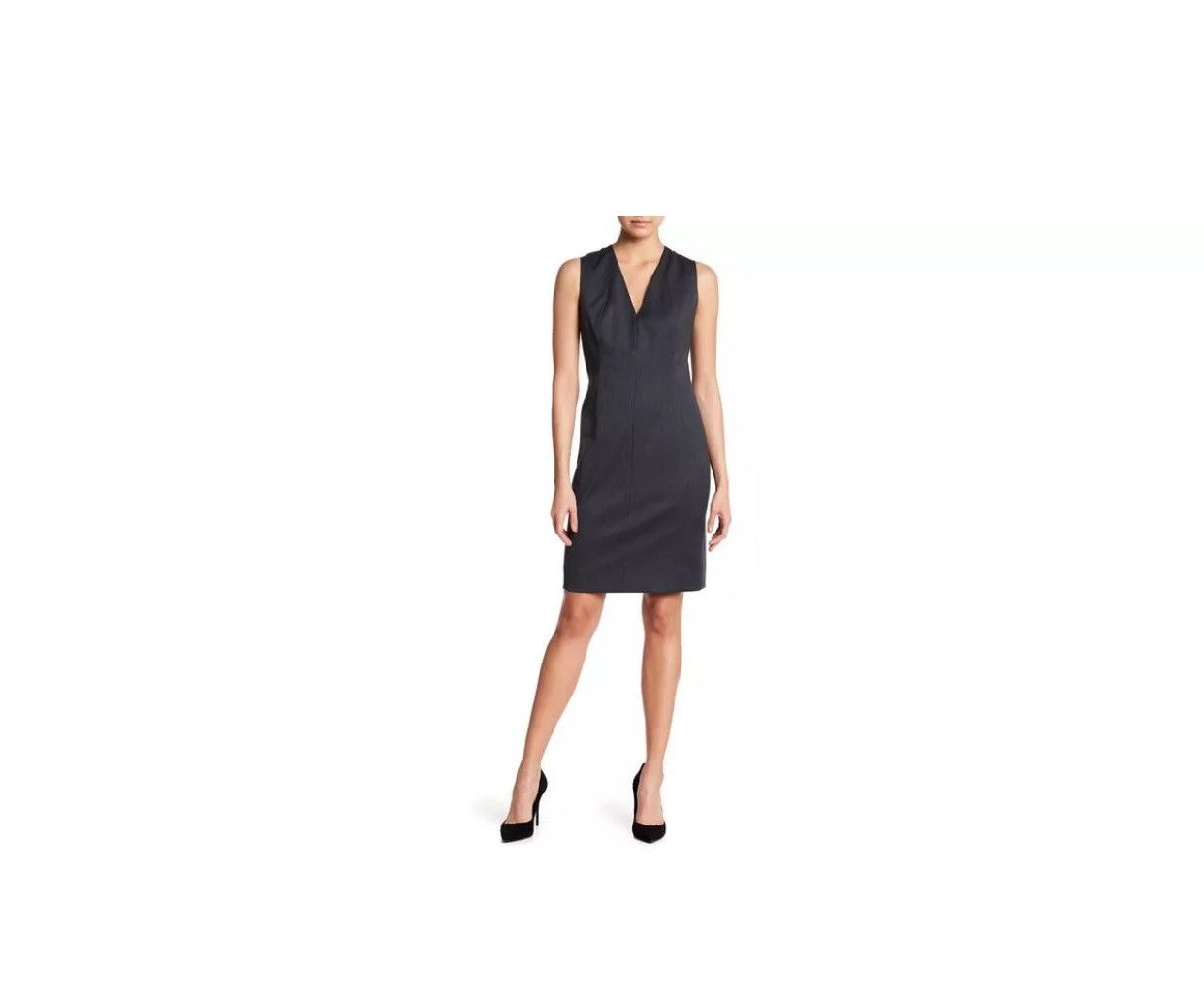 White House Black Market WHBM Blue Stretch Chambray V-Neck Sheath Pencil Dress New Size M / US 6-8 / IT 42-44 - 1 Thumbnail