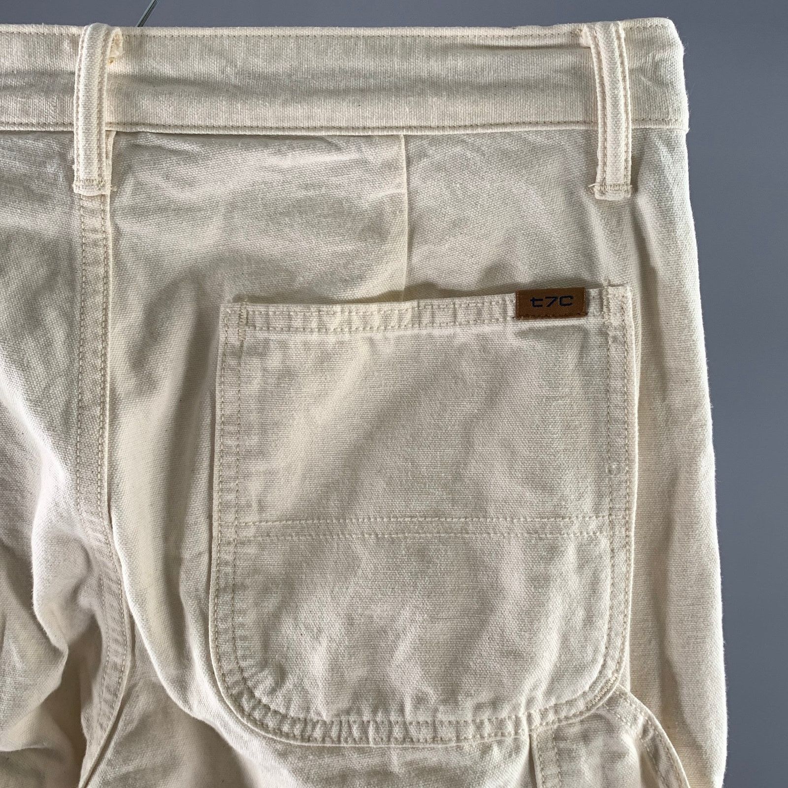 Other THE SEVEN CONTINENTS Size 30 Cream Cotton Carpenter Pants Size US 30 / EU 46 - 2 Thumbnail
