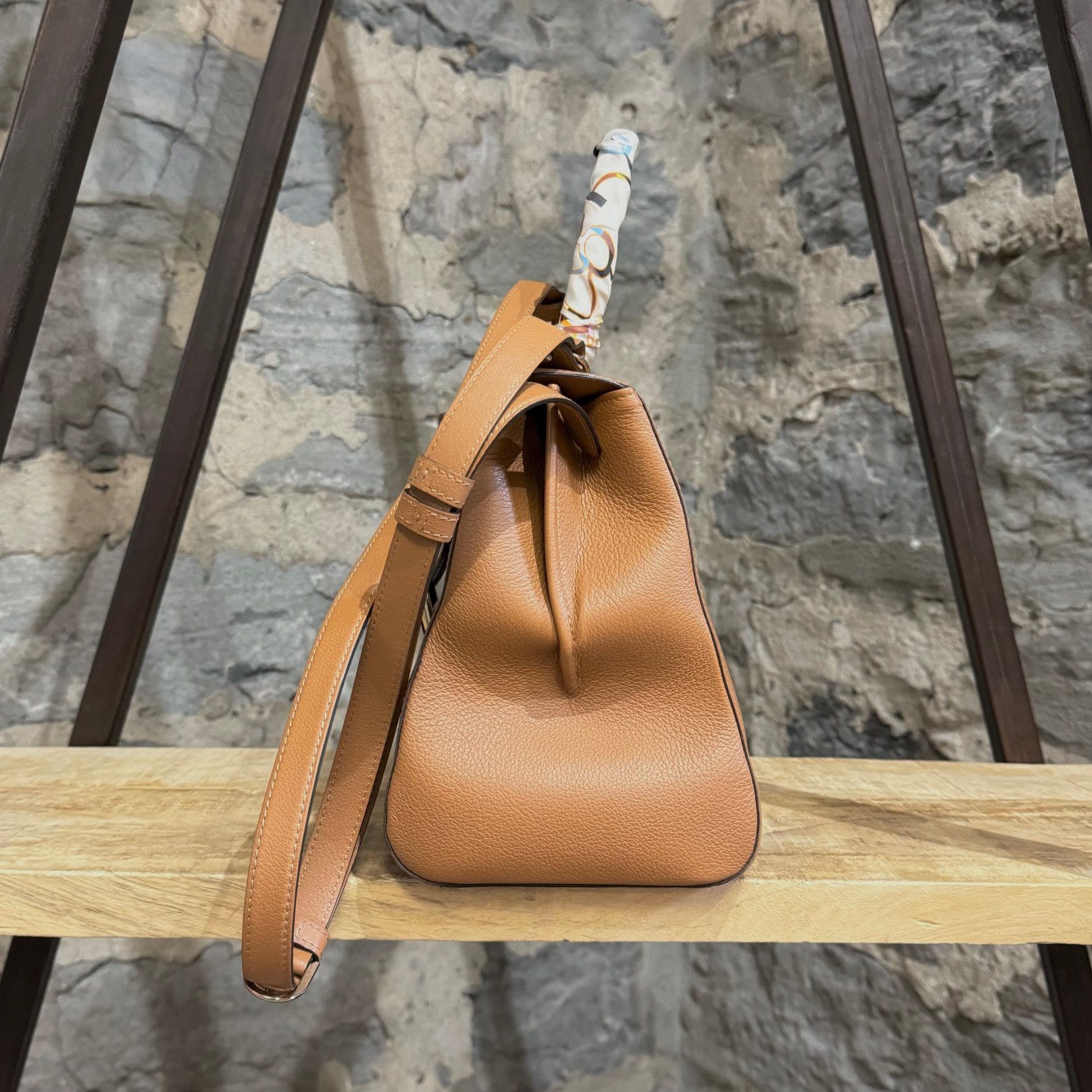 Delvaux Delvaux Brillant MM Brown Handbag With Strap & Hermès Twilly Size ONE SIZE - 4 Thumbnail