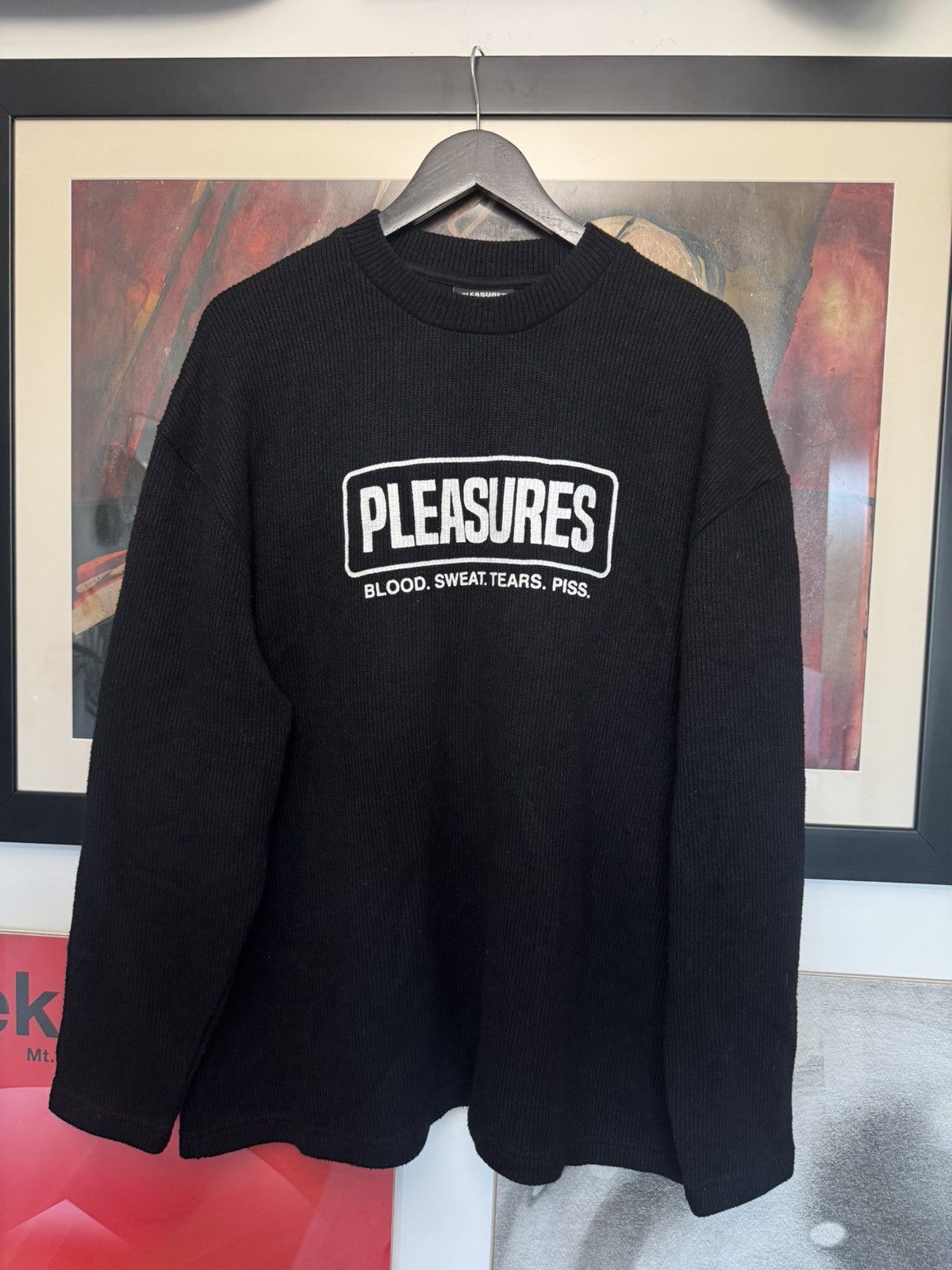 Pleasures Pleasures Blood Sweat Tears Piss Print Black White Knit Rare Size US L / EU 52-54 / 3 - 1 Thumbnail