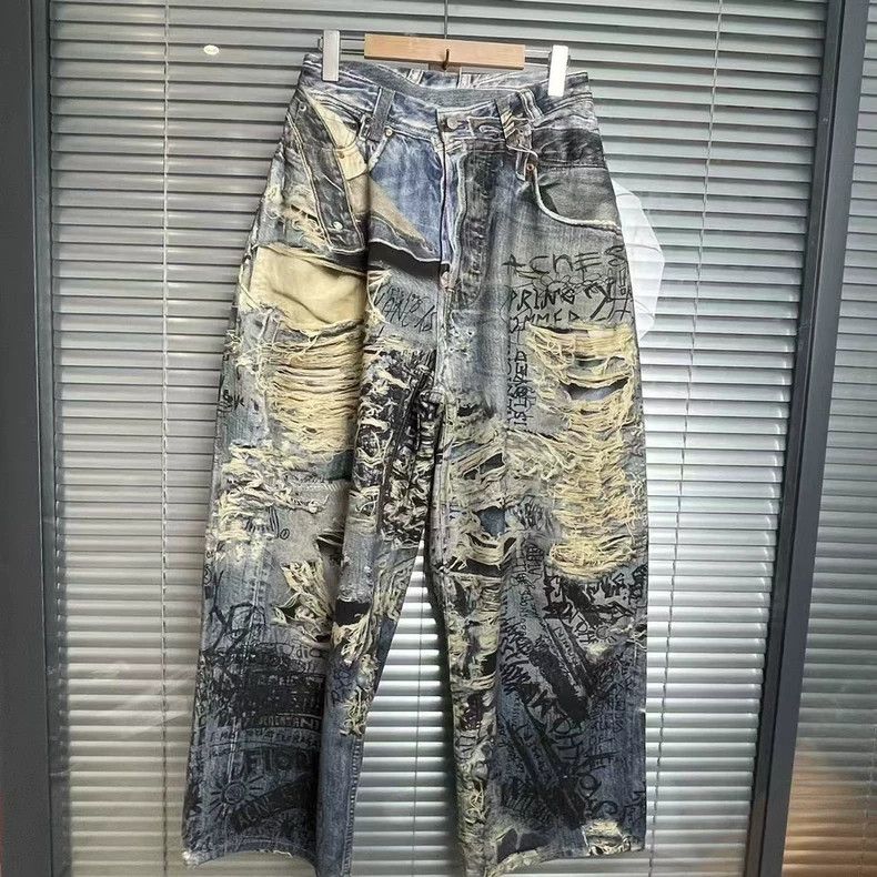 Acne Studios acne studios Print ripped wide-leg jeans 2505-Nextarrow Size US 28 / EU 44 - 1 Thumbnail