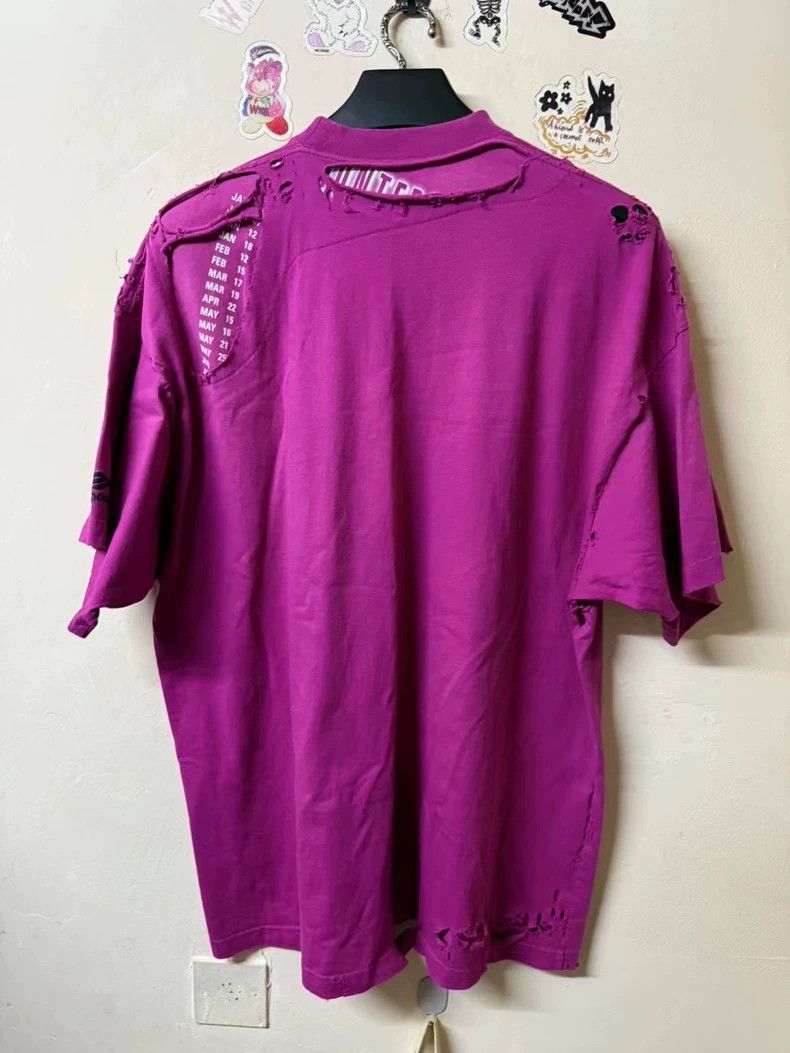 Balenciaga Balenciaga Purple Destroy Short Sleeve Size US M / EU 48-50 / 2 - 2 Thumbnail