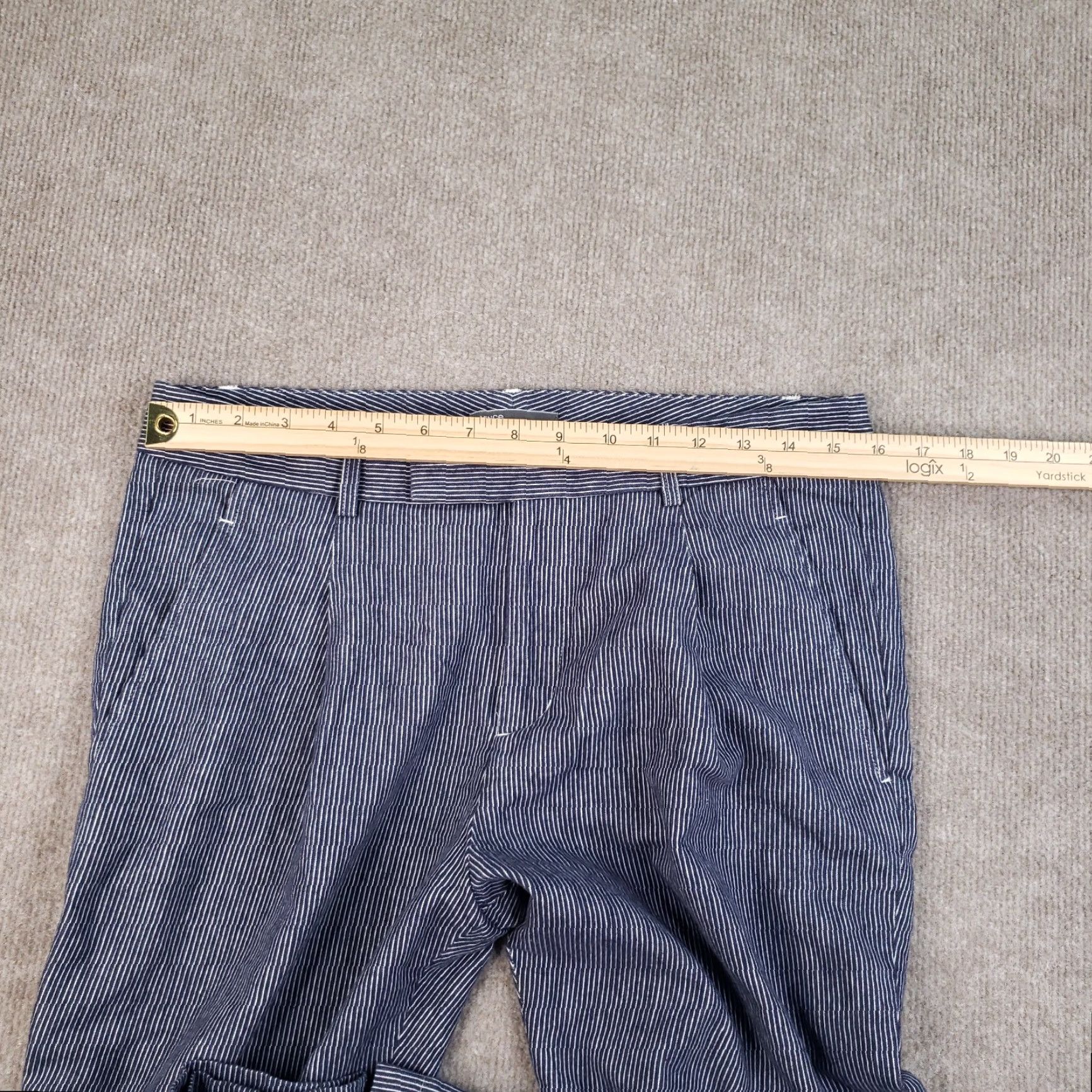 Vince Vince Womens Size 8 Pants (32x29) Blue White Striped Knit Pleated Straight Leg Size 32" / US 10 / IT 46 - 5 Thumbnail