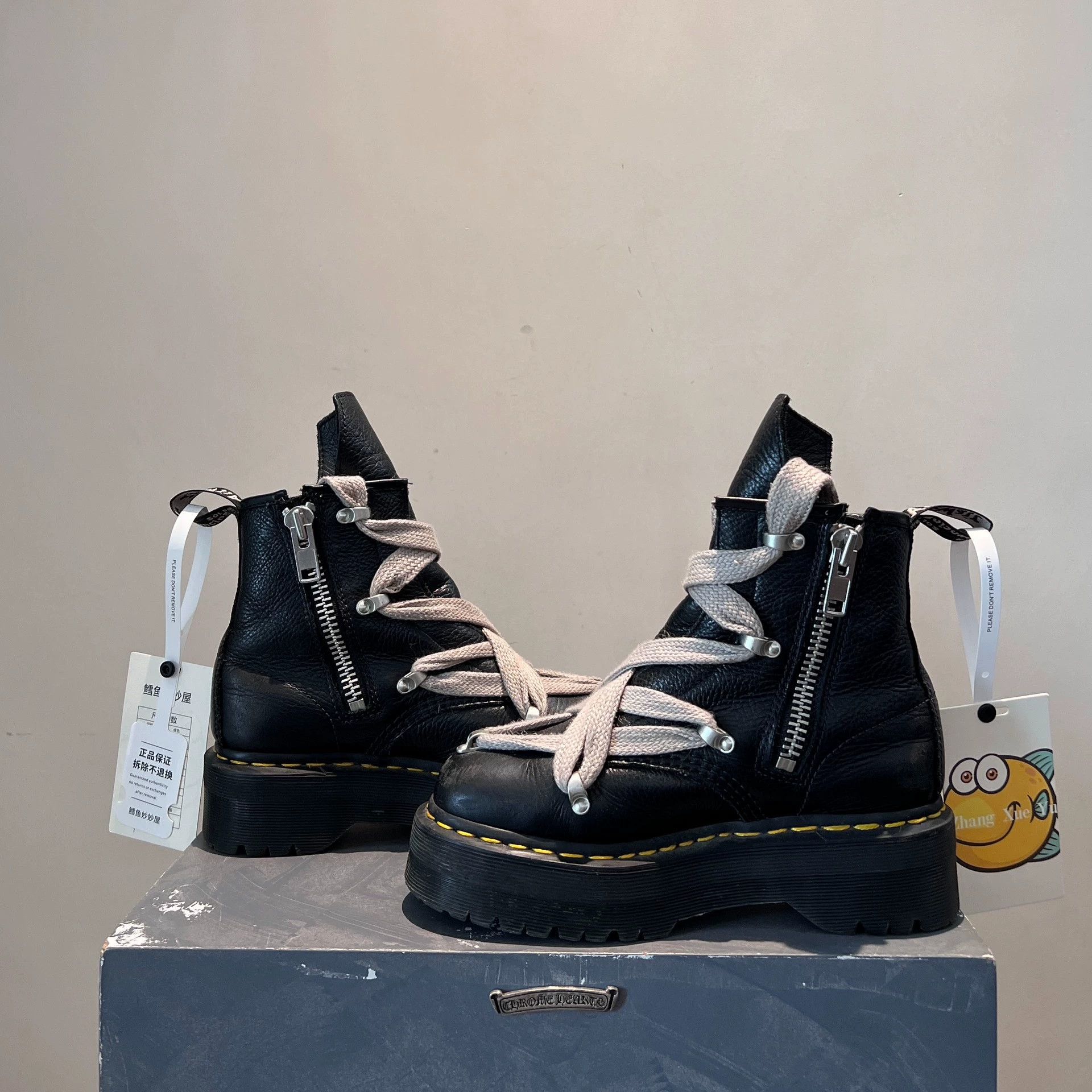Rick Owens Rick Owens Drkshdw x Martens Quad Platform Boots Size US 6.5 / IT 36.5 - 2 Thumbnail