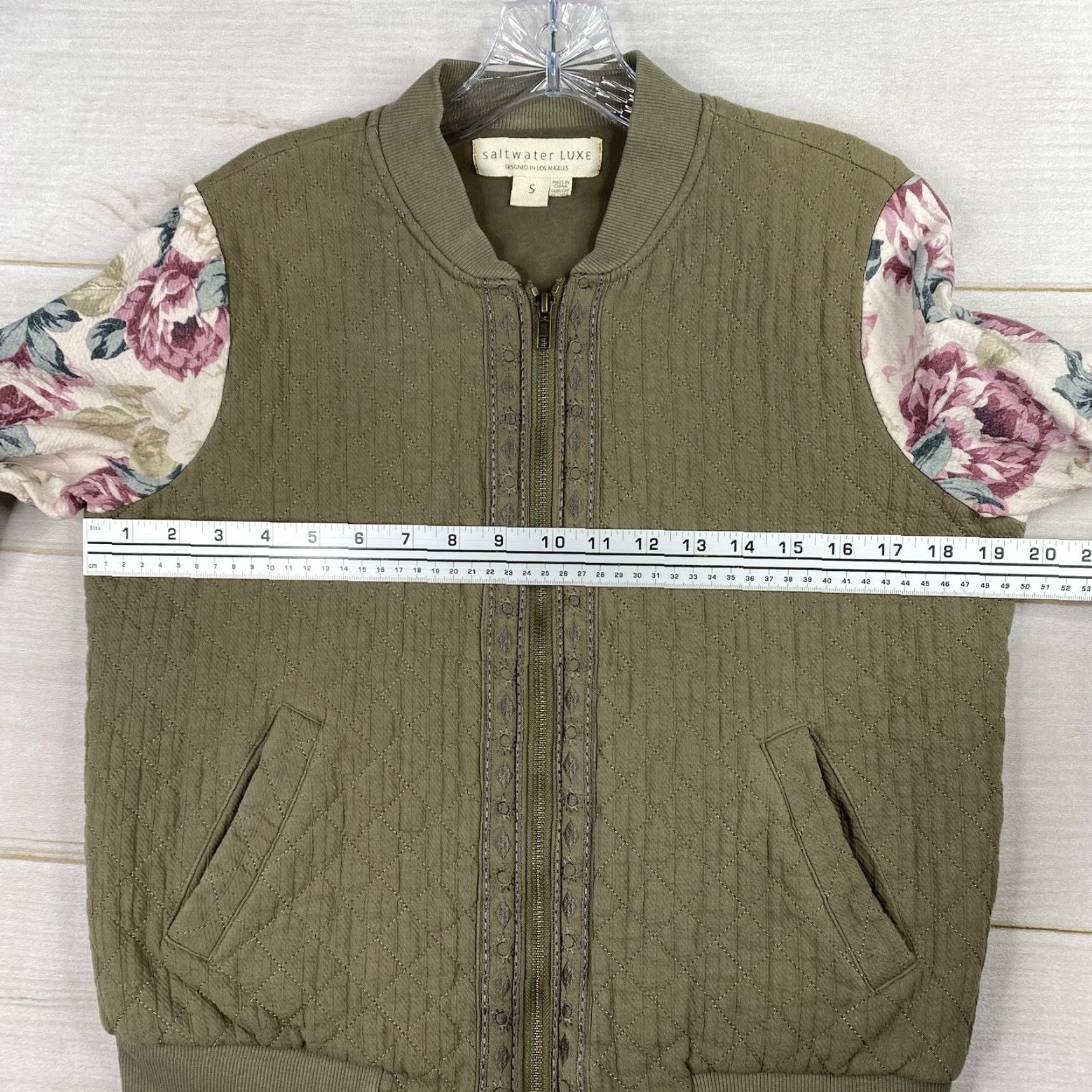 Anthropologie Anthropologie Bomber Jacket Shirt Women S Green Floral Embroidered Boho Saltwater Luxe Vintage No N/A Size S / US 4 / IT 40 - 3 Thumbnail