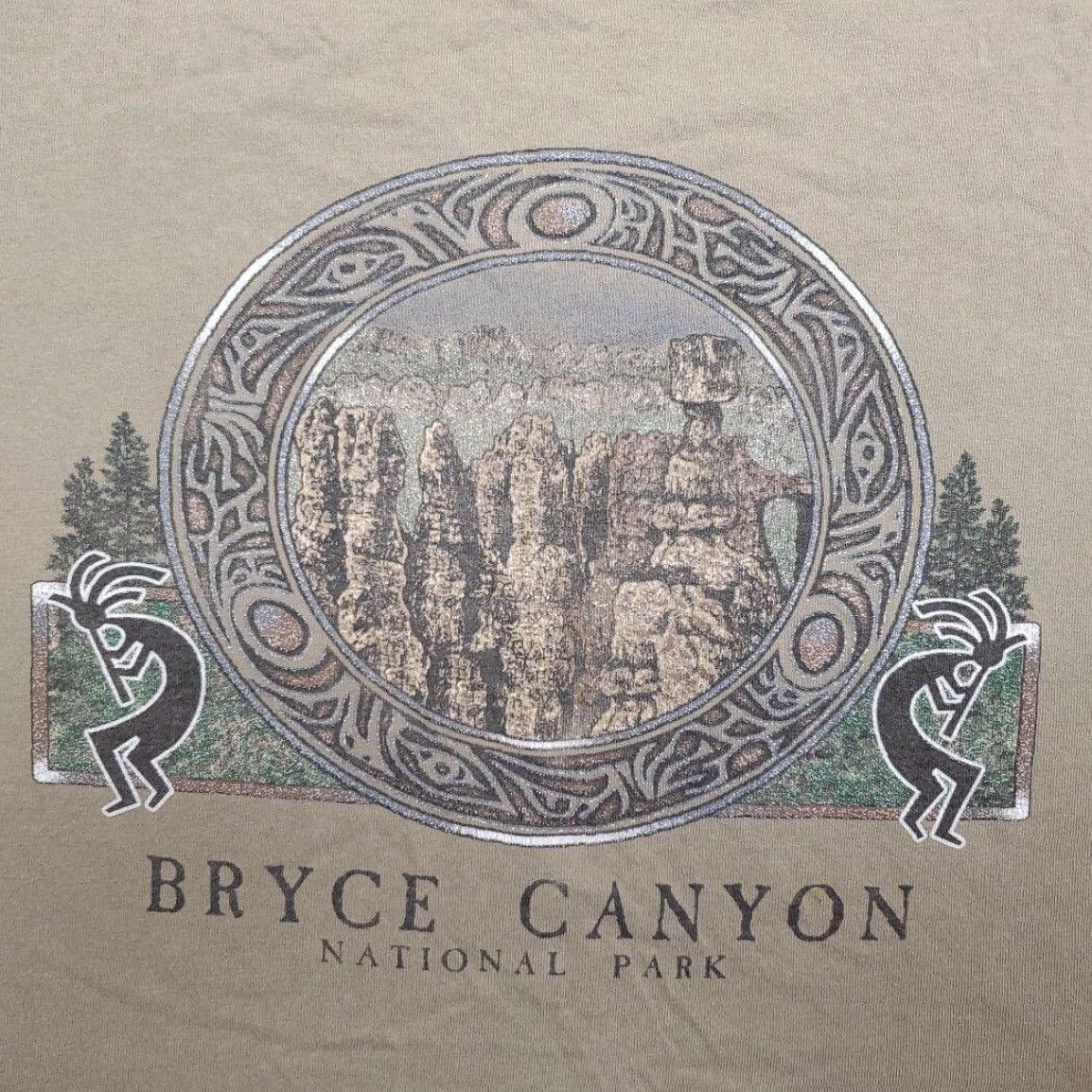 Tultex VINTAGE Bryce Canyon National Park Shirt Mens XL Blue Nature Kokopelli Tribal Hoodoos Spires Retro American Short Sleeve Crew Neck Cotton Size US XL / EU 56 / 4 - 4 Thumbnail