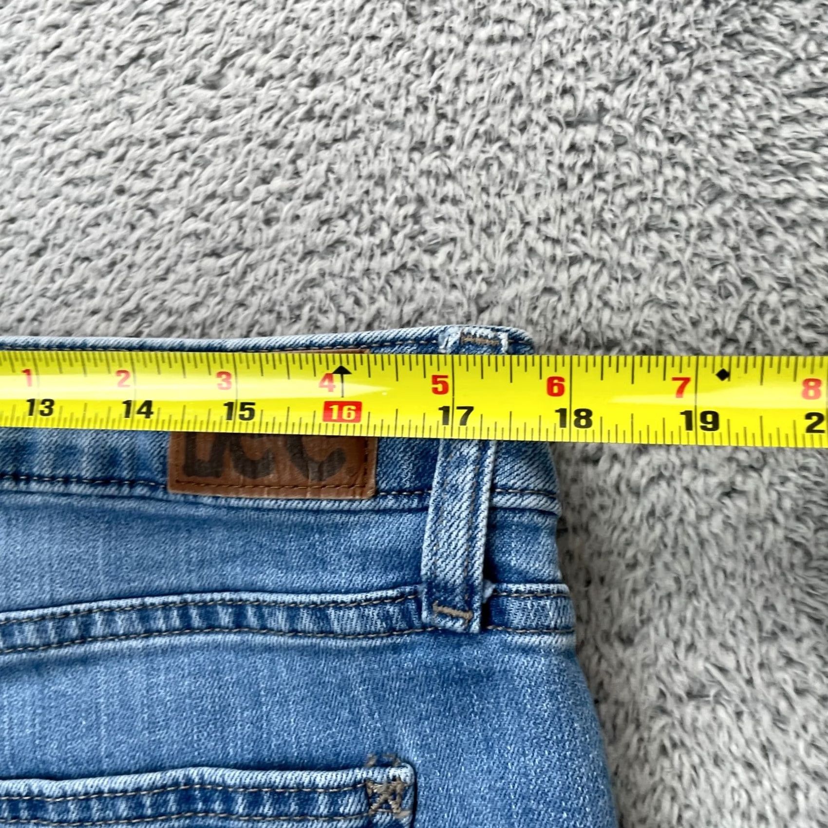 Lee Lee Jeans Womens 16 Long Blue Straight Leg Denim Logo Cotton Stretch Mid Rise Size 38" / US 16 / IT 52 - 8 Thumbnail