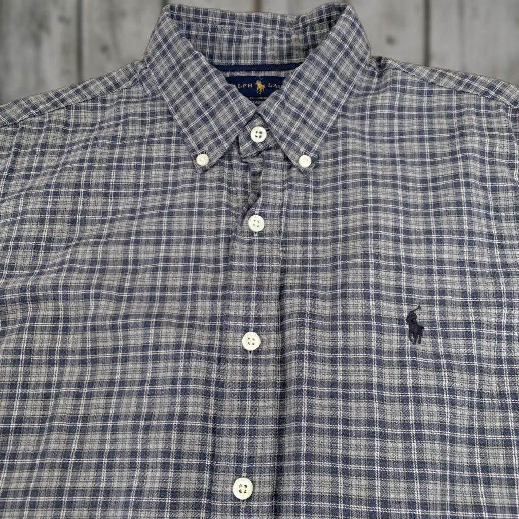 Ralph Lauren Ralph Lauren Shirt Mens Large Gray Plaid Button-Down Woven Light Cotton Embroidered Logo Classic American Mens Shirt Size US L / EU 52-54 / 3 - 1 Thumbnail