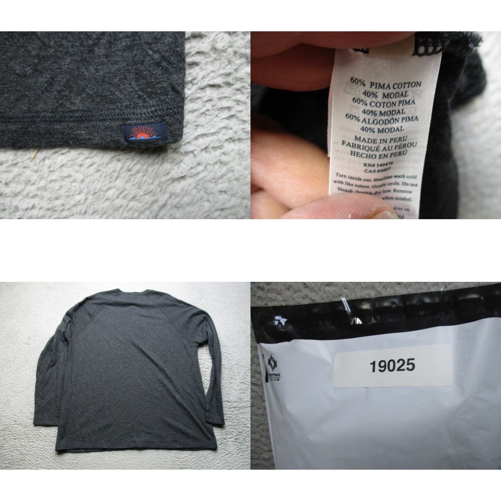 Faherty Faherty Henley Shirt Mens 2XL Charcoal Cloud Cotton Long Sleeve Pima Modal Size US XXL / EU 58 / 5 - 8 Thumbnail