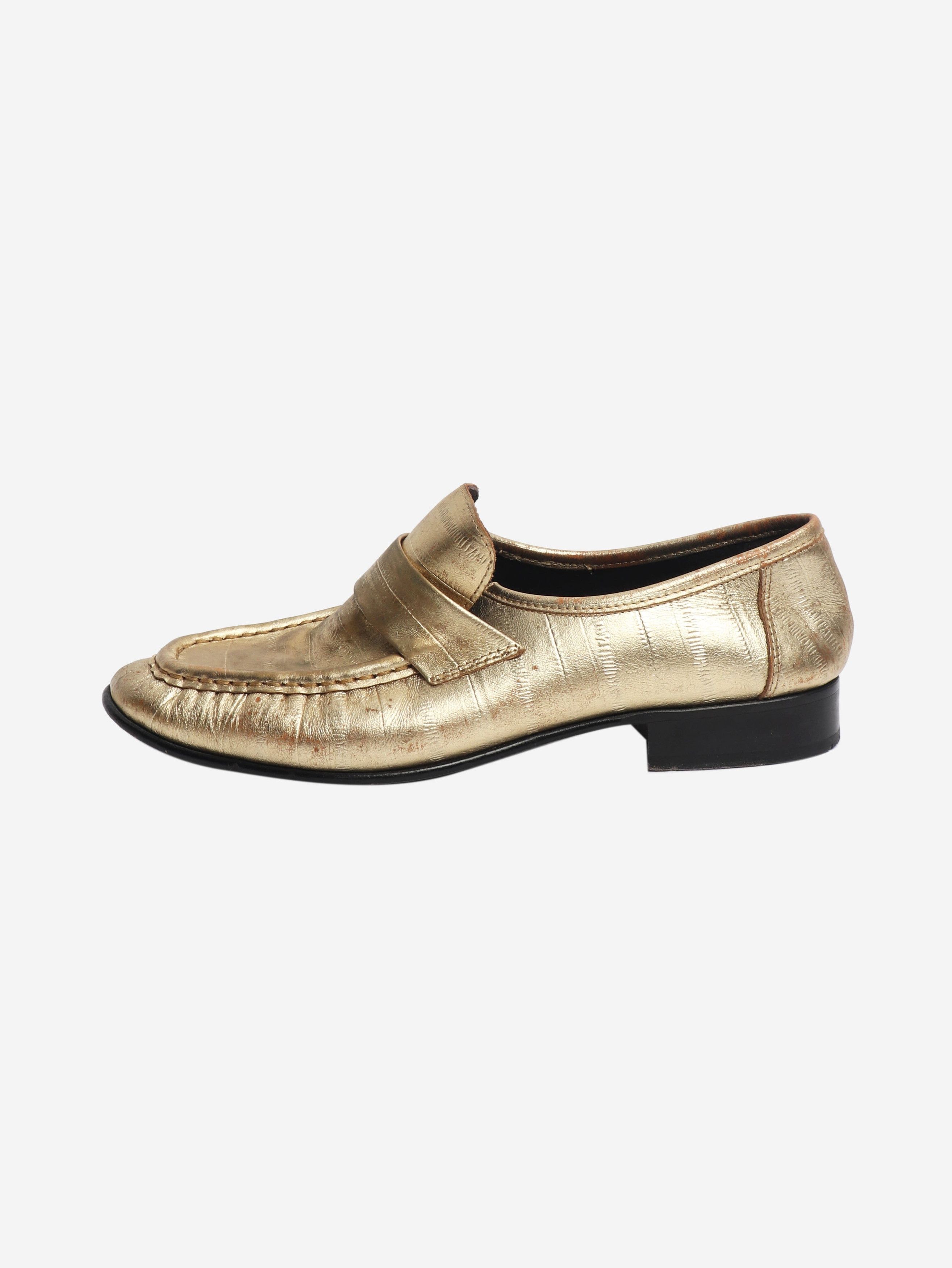 The Row Gold metallic leather loafers - EU 38 Size US 7.5 / IT 37.5 - 1 Thumbnail