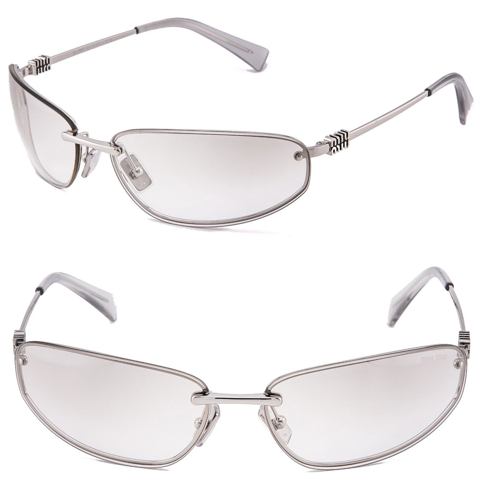 MIU MIU AUBE MUA50S A50 Gray Silver Mirror Narrow Mask Wrap