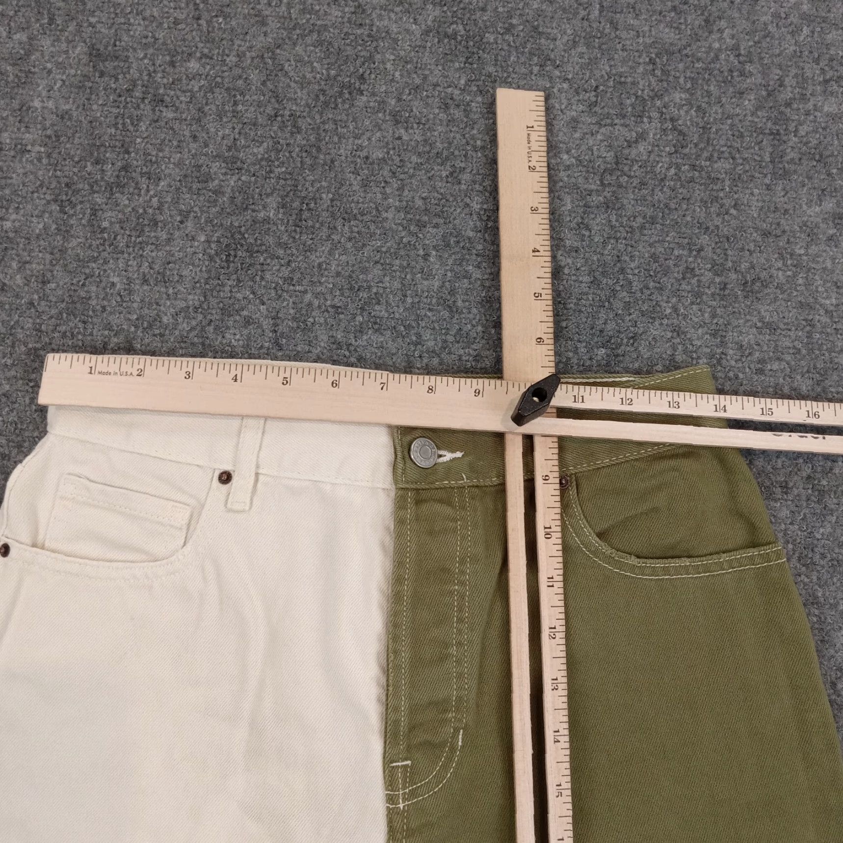 Pacsun Pacsun Women's 28 White Green High Rise Straight 2-Tone Button Fly Jeans Size 28" / US 6 / IT 42 - 5 Thumbnail