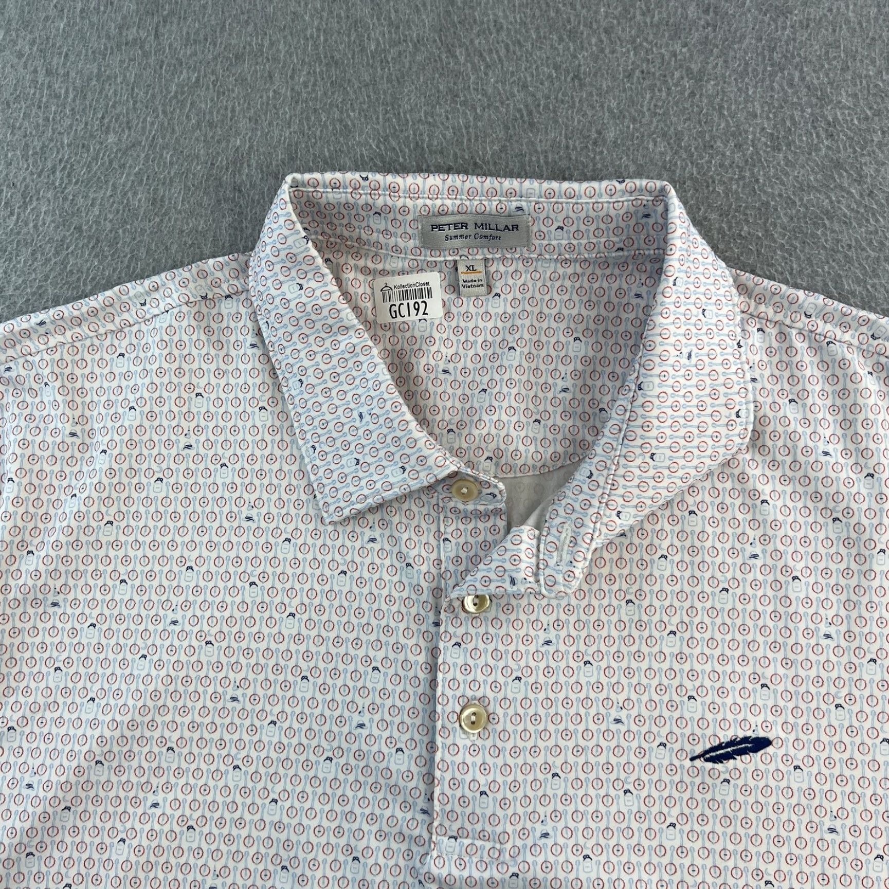 Peter Millar Peter Millar Polo Shirt Mens XL White Blue Red Pattern Summer Comfort Golf Shirt Size US XL / EU 56 / 4 - 3 Thumbnail