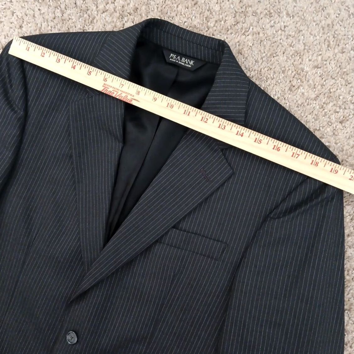 Jos. A. Bank Jos A Bank Blazer Mens 40 Gray Striped Wool Single-Breasted Two-Button Notch Lapel Jacket Size 40R - 2 Thumbnail