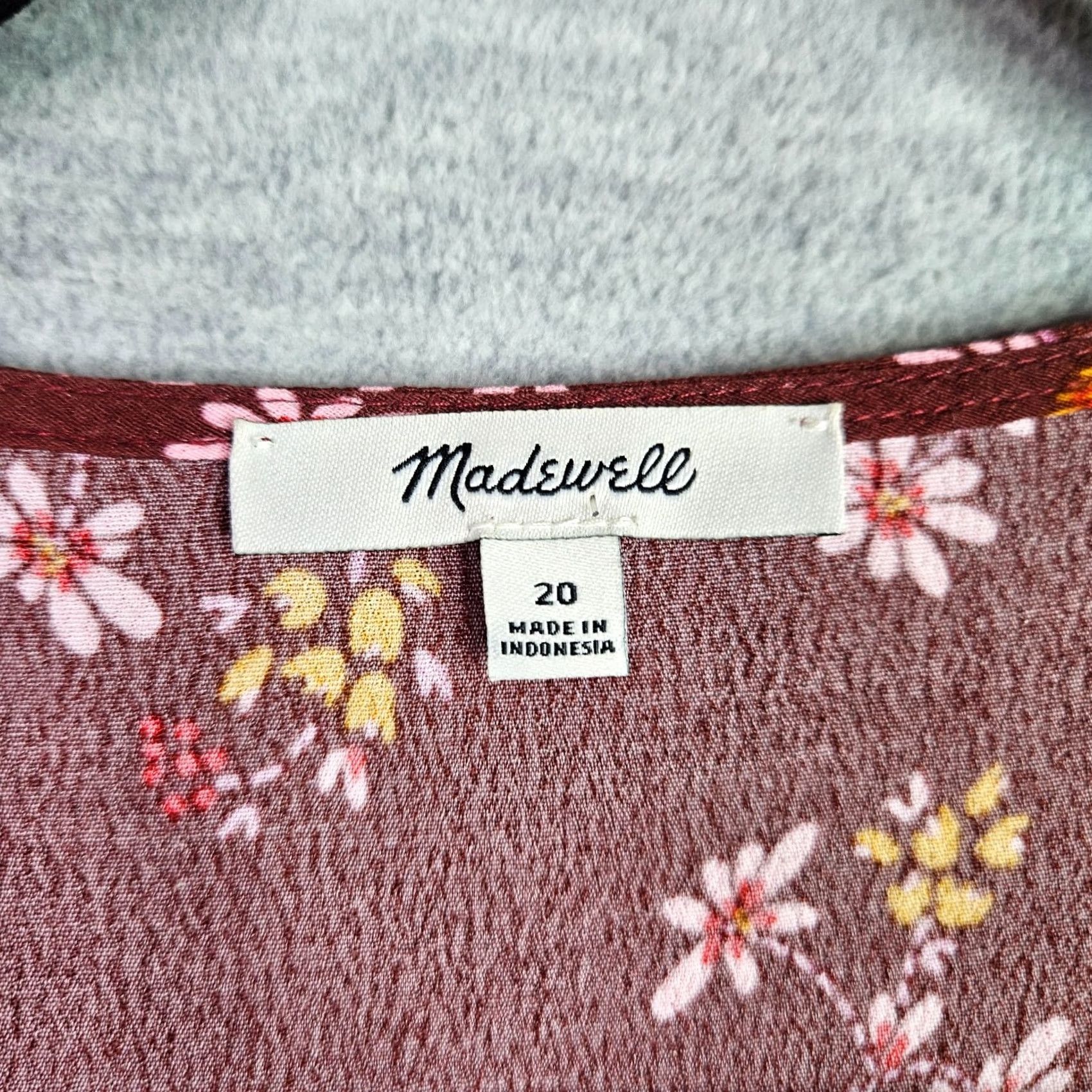 Madewell Madewell Women's Blouse Floral V-Neck Short Sleeve Rust Brown Size 20 Regular Size 3XL / US 20-22 - 5 Thumbnail