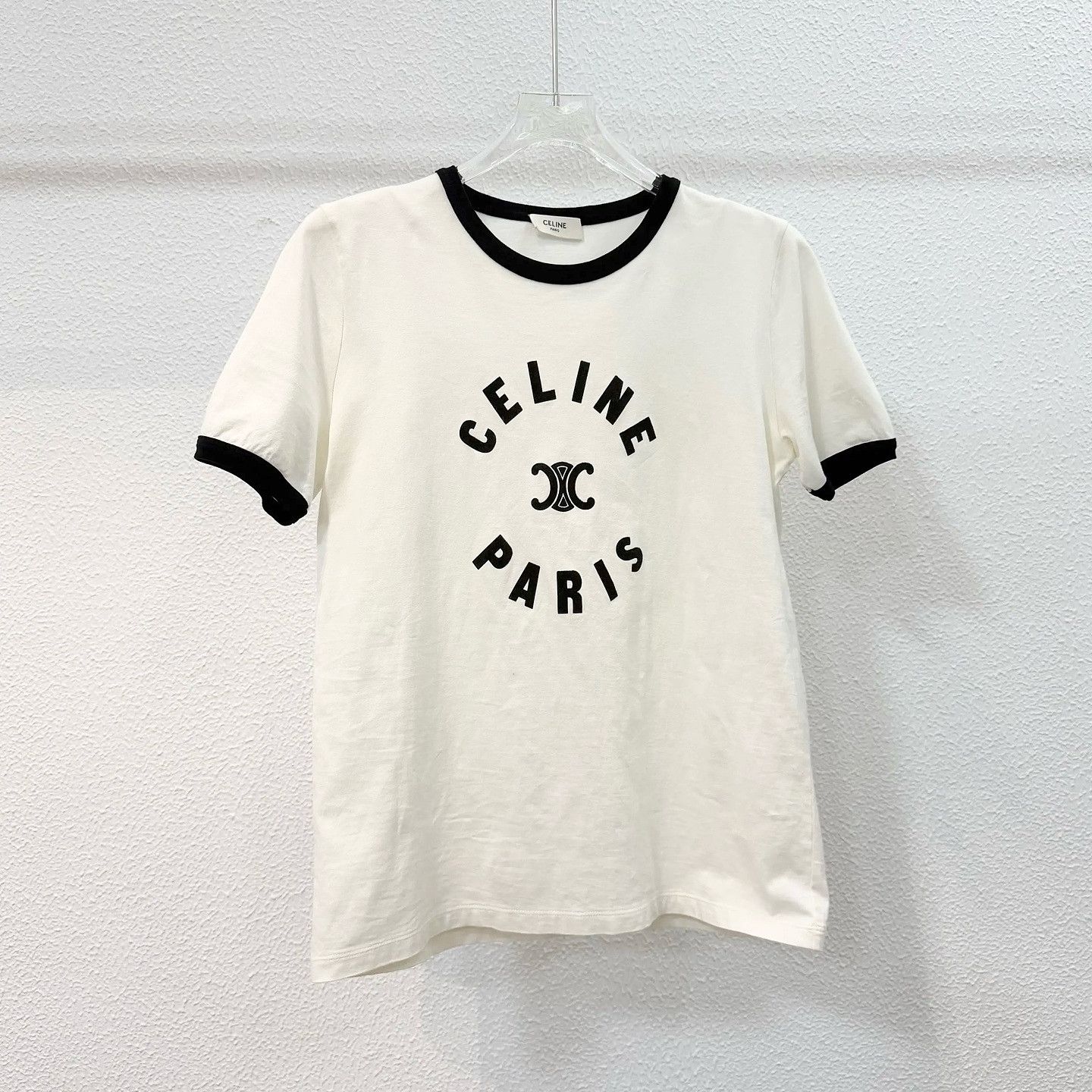 Celine Celine Logo Print Ringer T-Shirt Size XL Size XL / US 12-14 / IT 48-50 - 1 Thumbnail