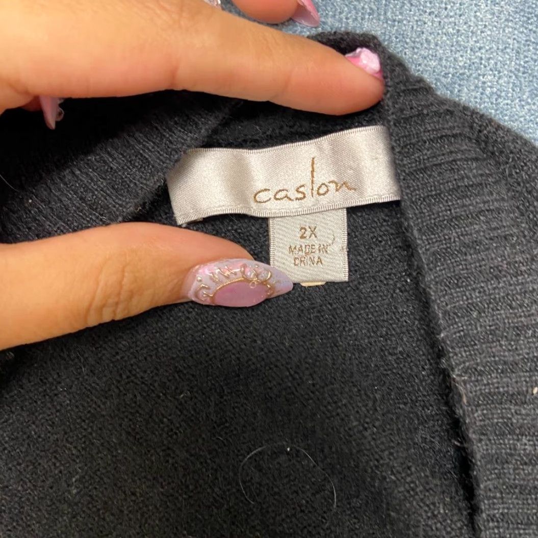 Vintage Caslon Sweater Womens 2X Black Cashmere V-Neck Casual Travel Winter Knit Pullover Long Sleeve Solid Size XXL / US 16-18 / IT 52-54 - 6 Thumbnail