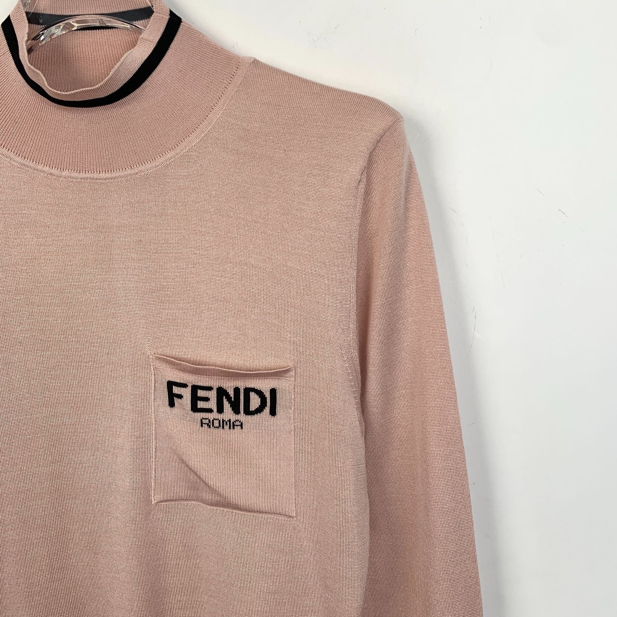 Fendi Fendi Roma Light Pink Mulberry Silk High-Neck Sweater Long S Size S / US 4 / IT 40 - 6 Thumbnail