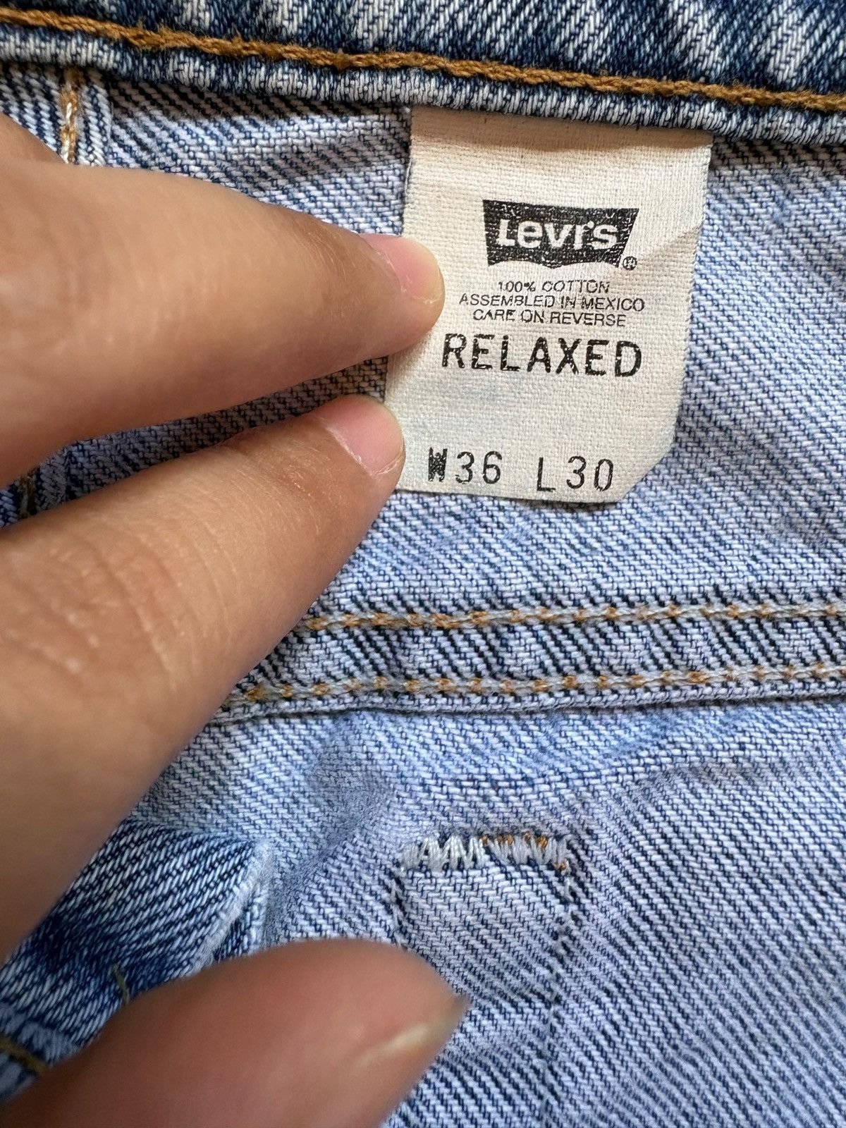 Levi's Vintage 90s Levis 540 Orange Tab Mud Wash Patched Baggy Jean Size US 35 - 11 Thumbnail