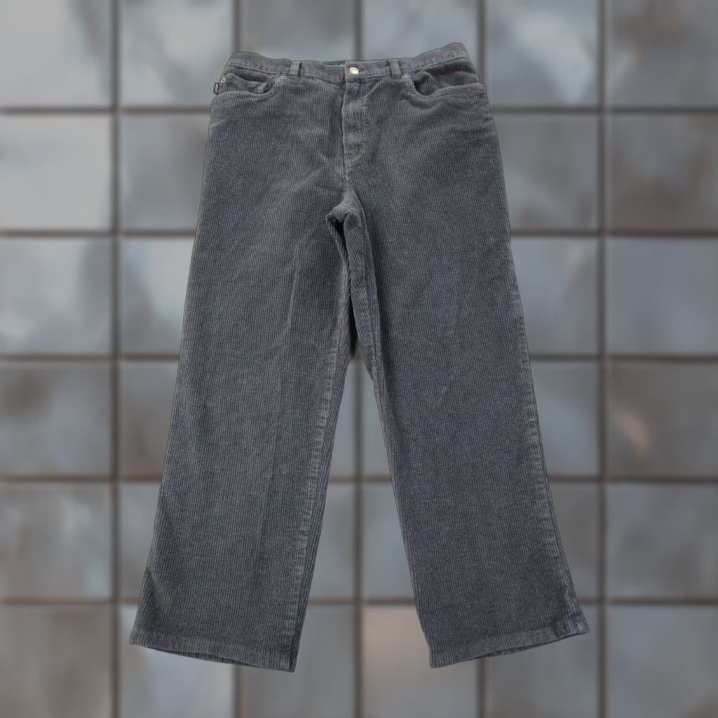 Ralph Lauren VINTAGE Ralph Lauren Pants Womens 14 Gray 90s High Rise Corduroy 32 Waist Ankle Straight Men's? Size 36" / US 14 / IT 50 - 1 Thumbnail