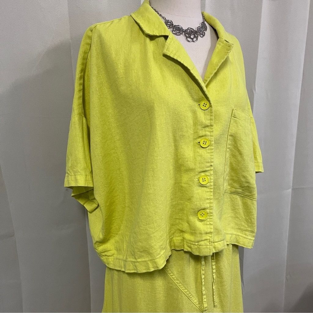 DKNY DKNY Yellow Button-Up Skirt Set Size 36" / US 14 / IT 50 - 2 Thumbnail
