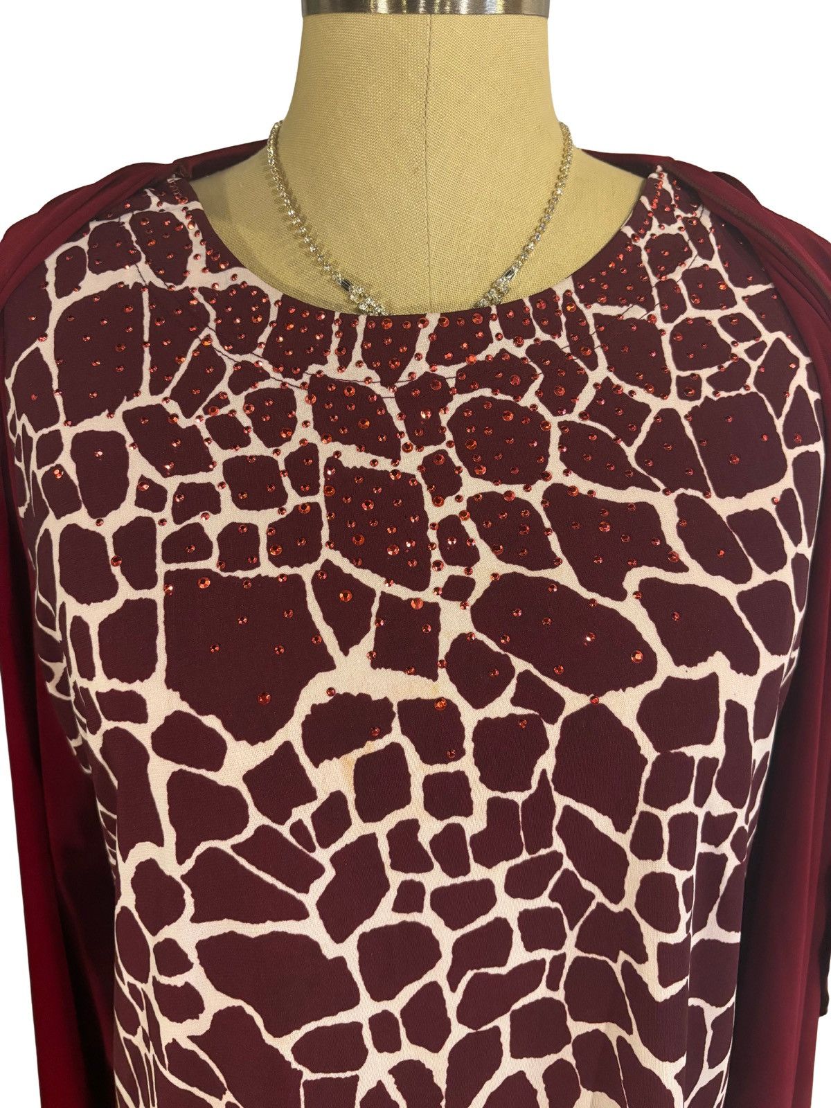 Other Burgundy cardigan Blouse w.beads details.wb2442 Size XXL / US 16-18 / IT 52-54 - 7 Thumbnail