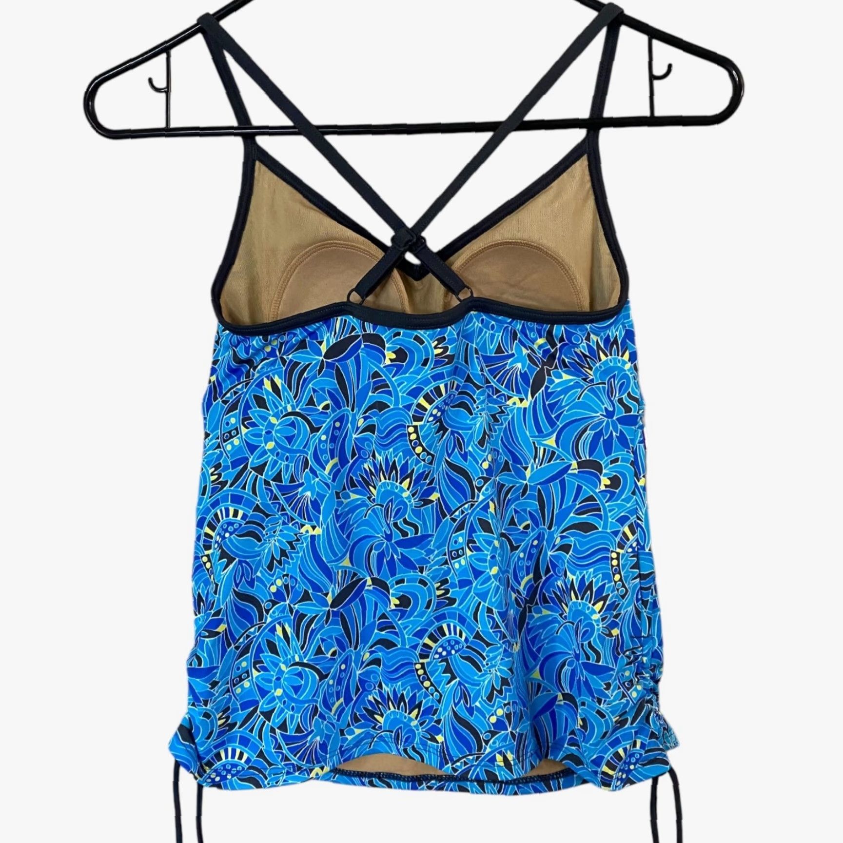 Vintage L.L. Bean Tankini Top Women Adult Size 4 Blue Floral UPF-50 Beach Swim Top Womens Size S / US 4 / IT 40 - 3 Thumbnail